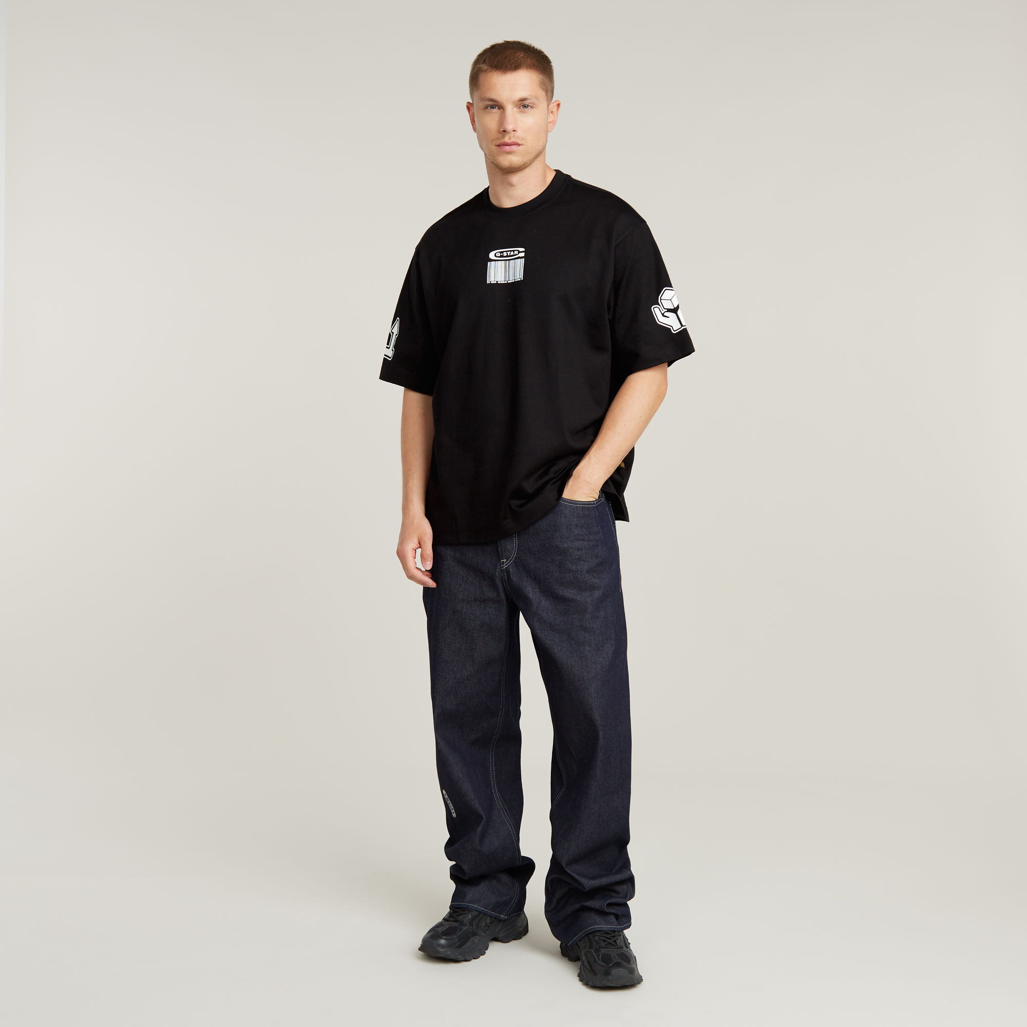 G-Star RAW Barcode Boxy T-Shirt Zwart Heren