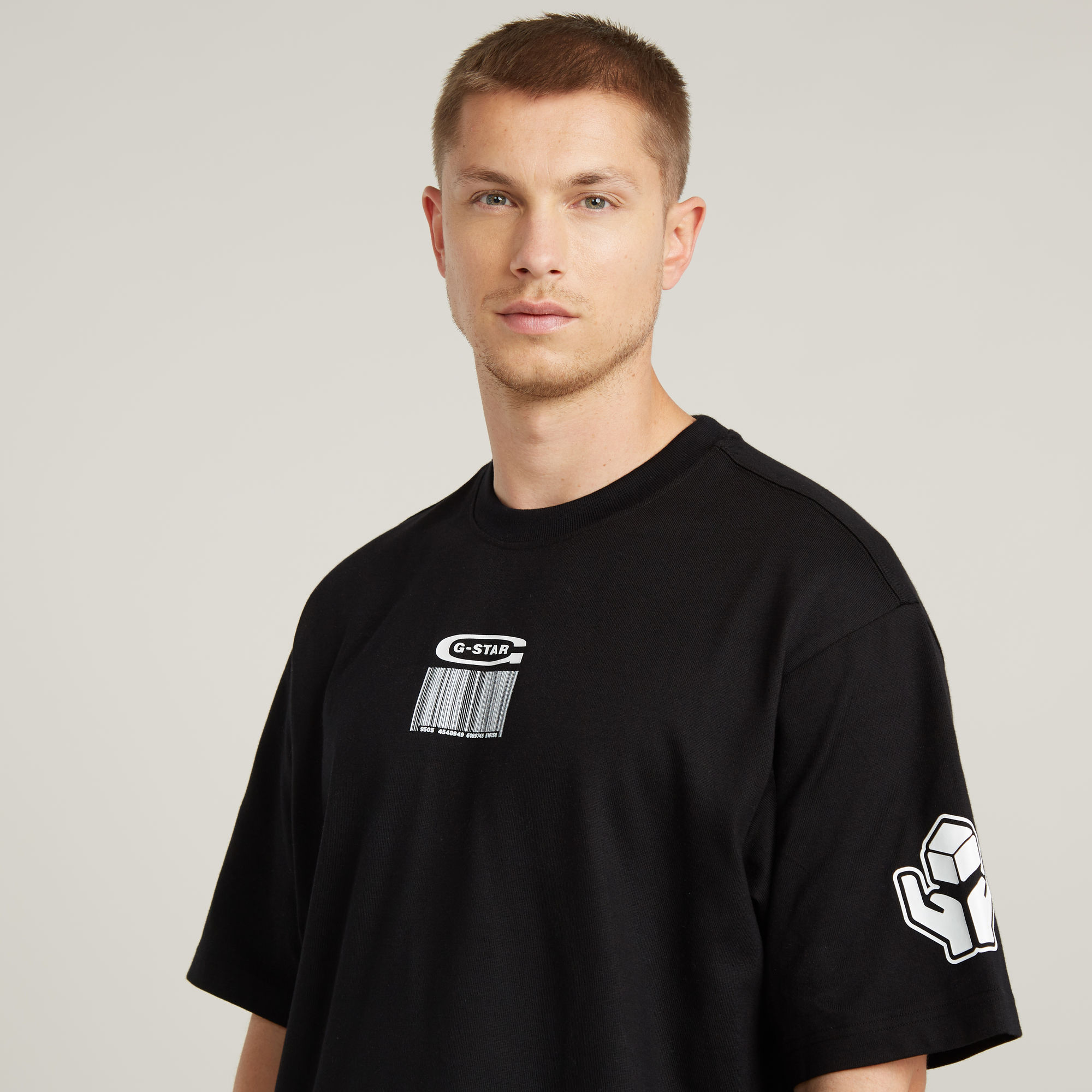 G-Star RAW Barcode Boxy T-Shirt Zwart Heren