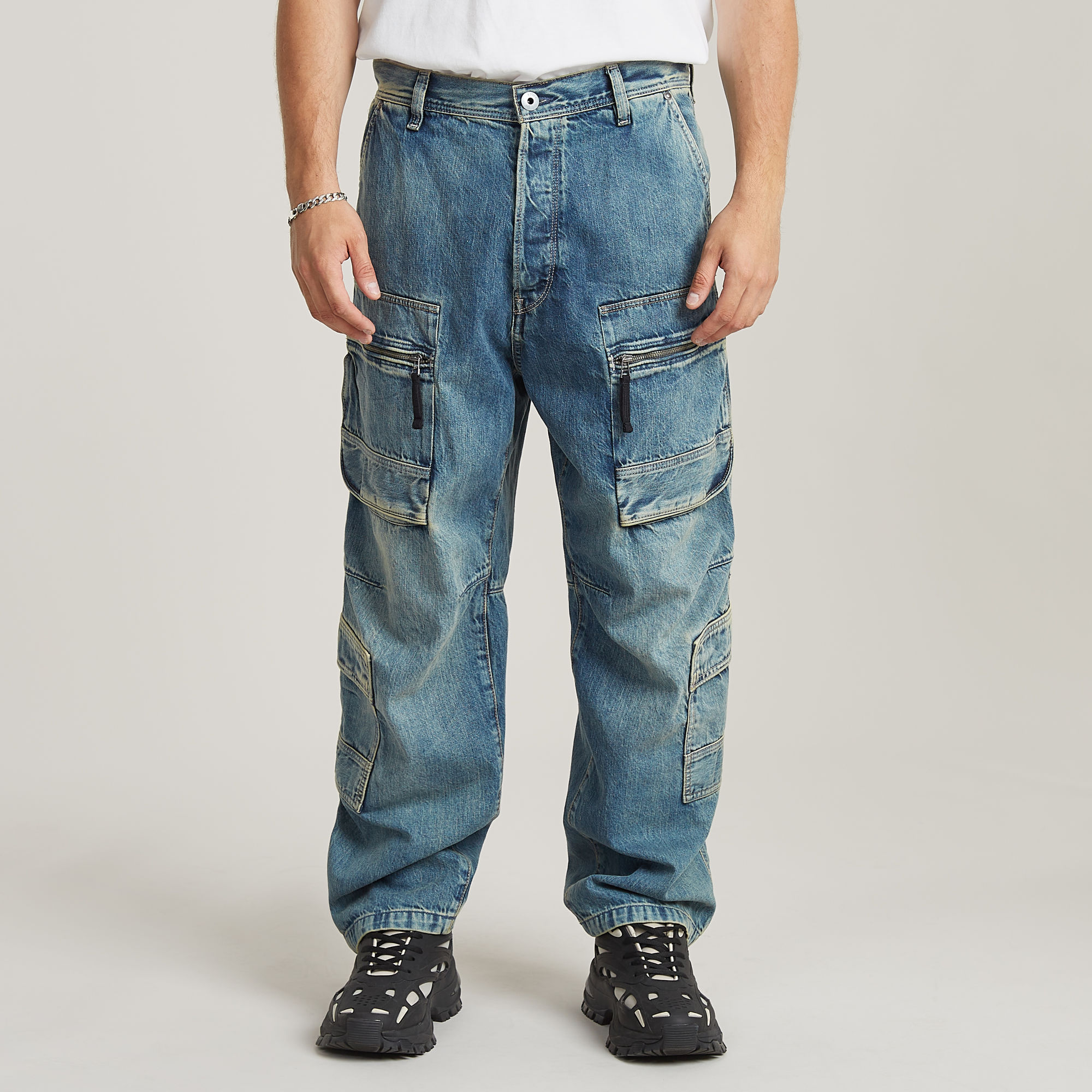 

Multi Pocket Cargo Pants Relaxed - Midden blauw - Heren