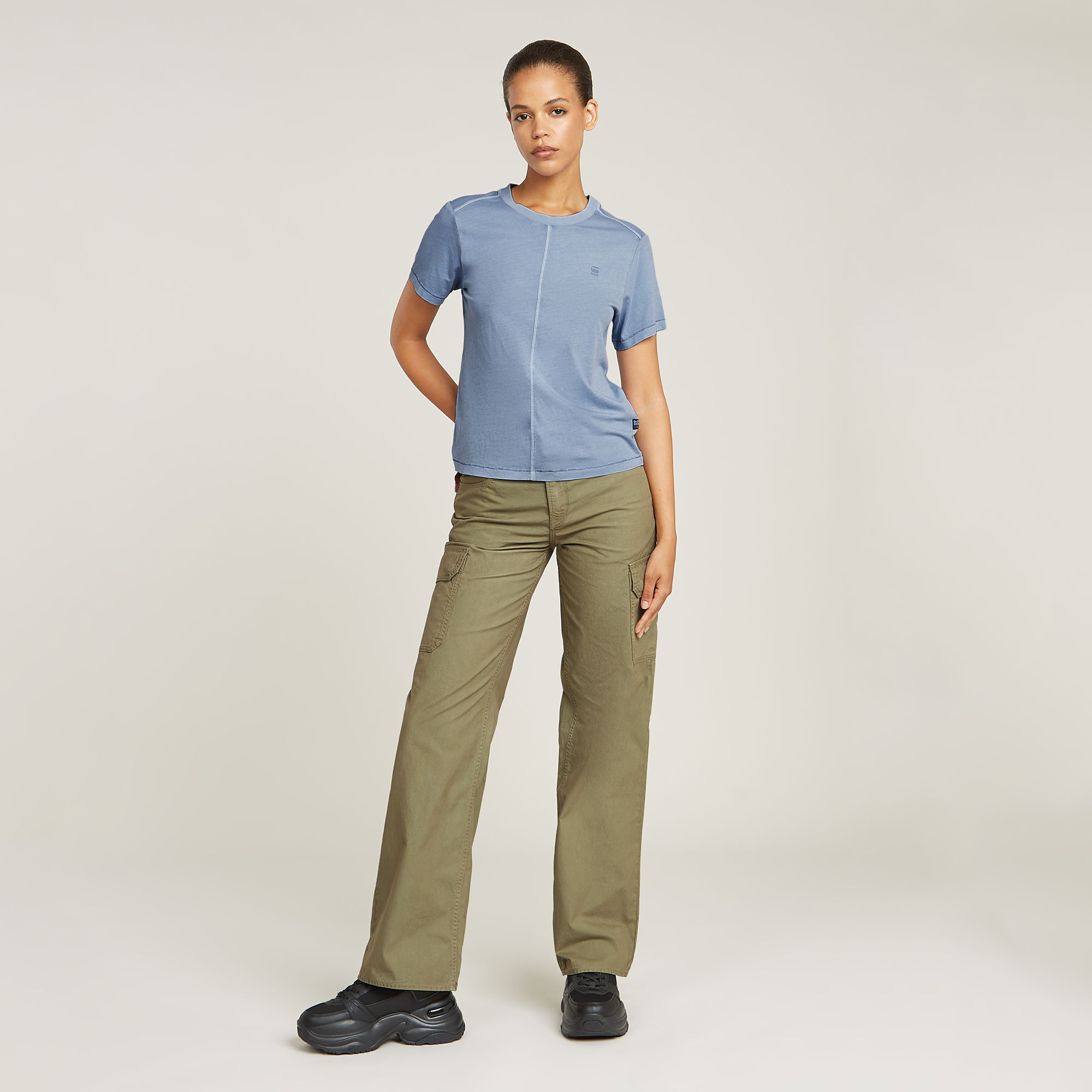 G-Star RAW Overdyed Front Seam Top Lichtblauw Dames