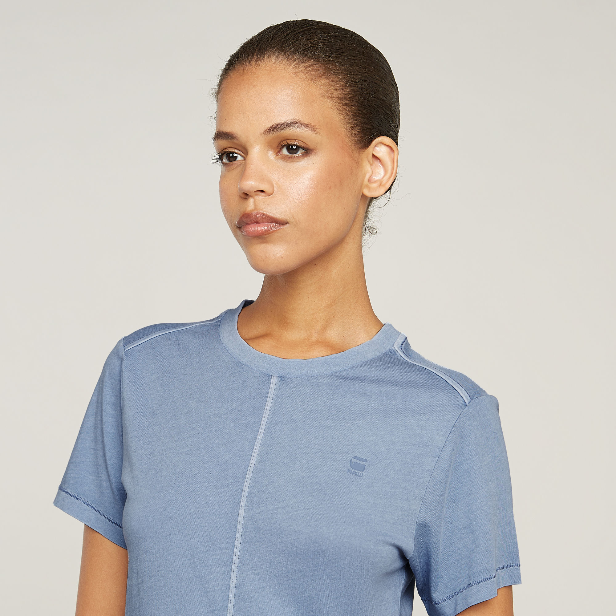 G-Star RAW Overdyed Front Seam Top Lichtblauw Dames