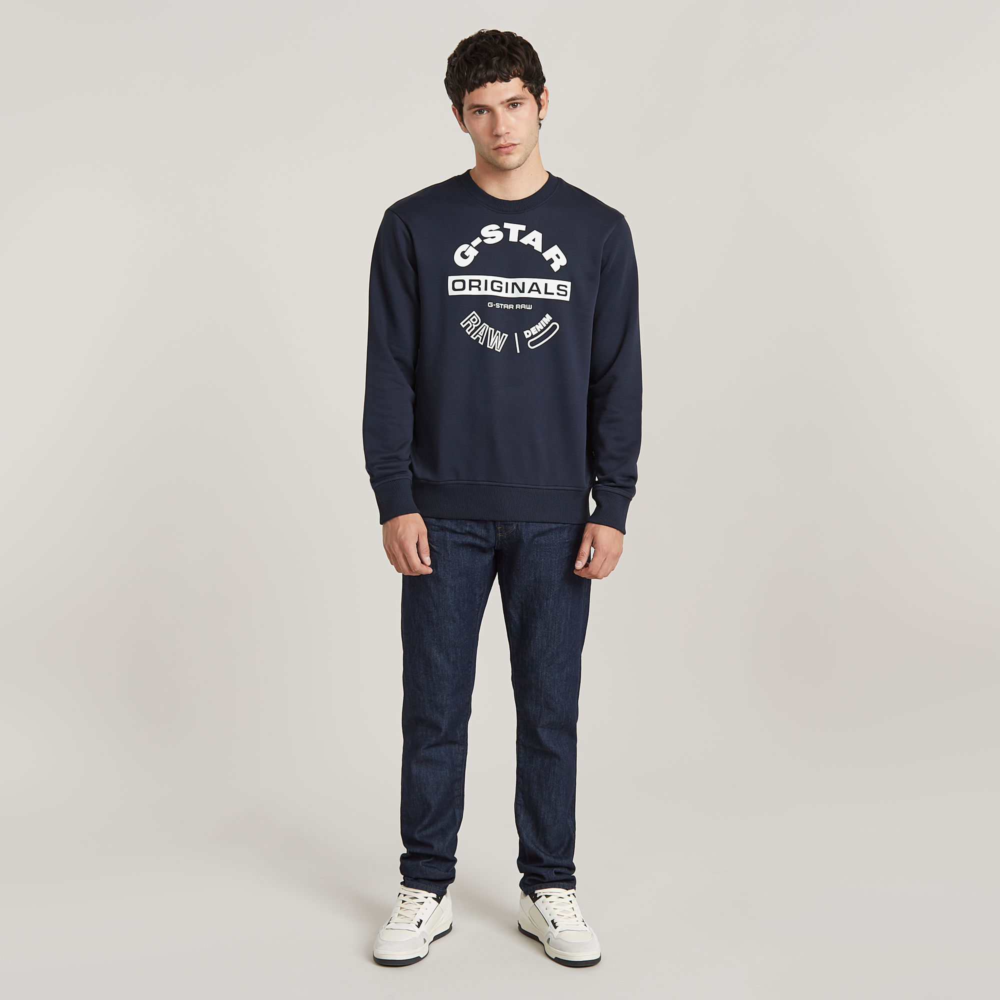 G-Star RAW Originals Logo Sweater Donkerblauw Heren