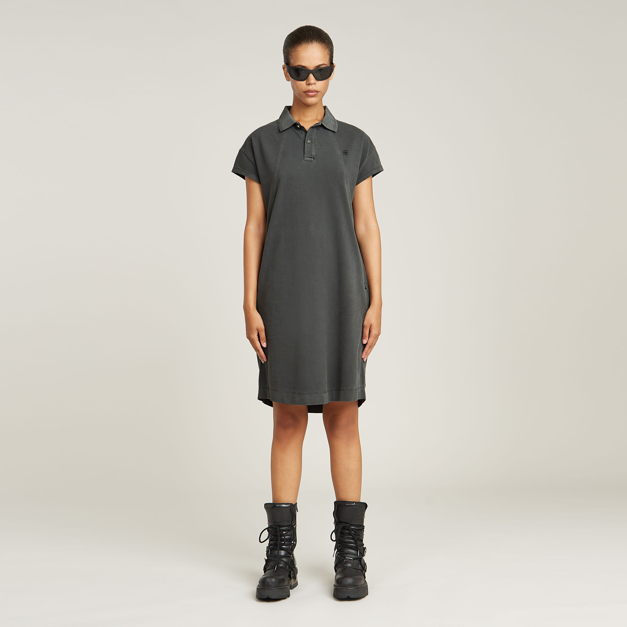 

Seam Detail Polo Dress - Black - Women