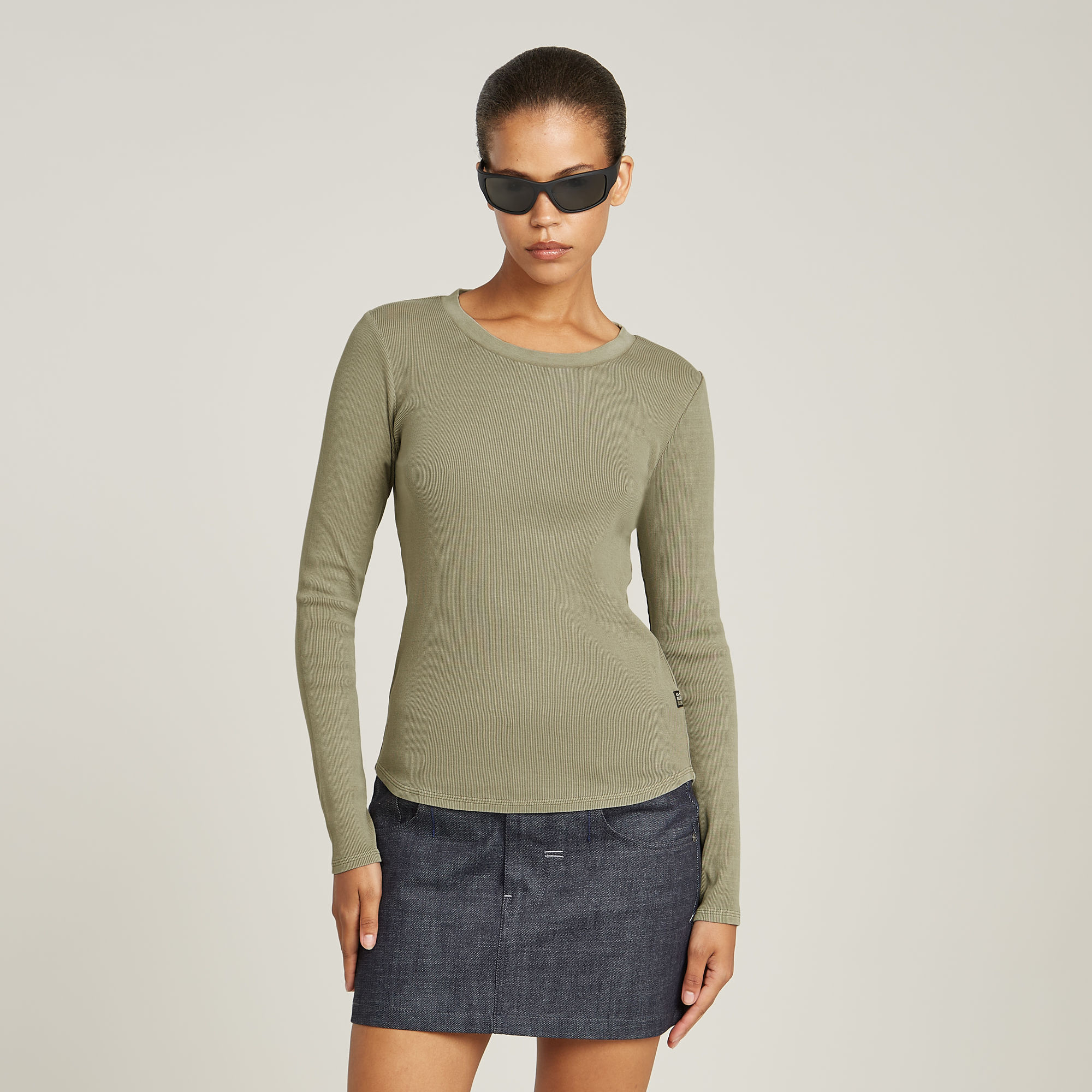 

Overdyed Slim Top - Groen - Dames