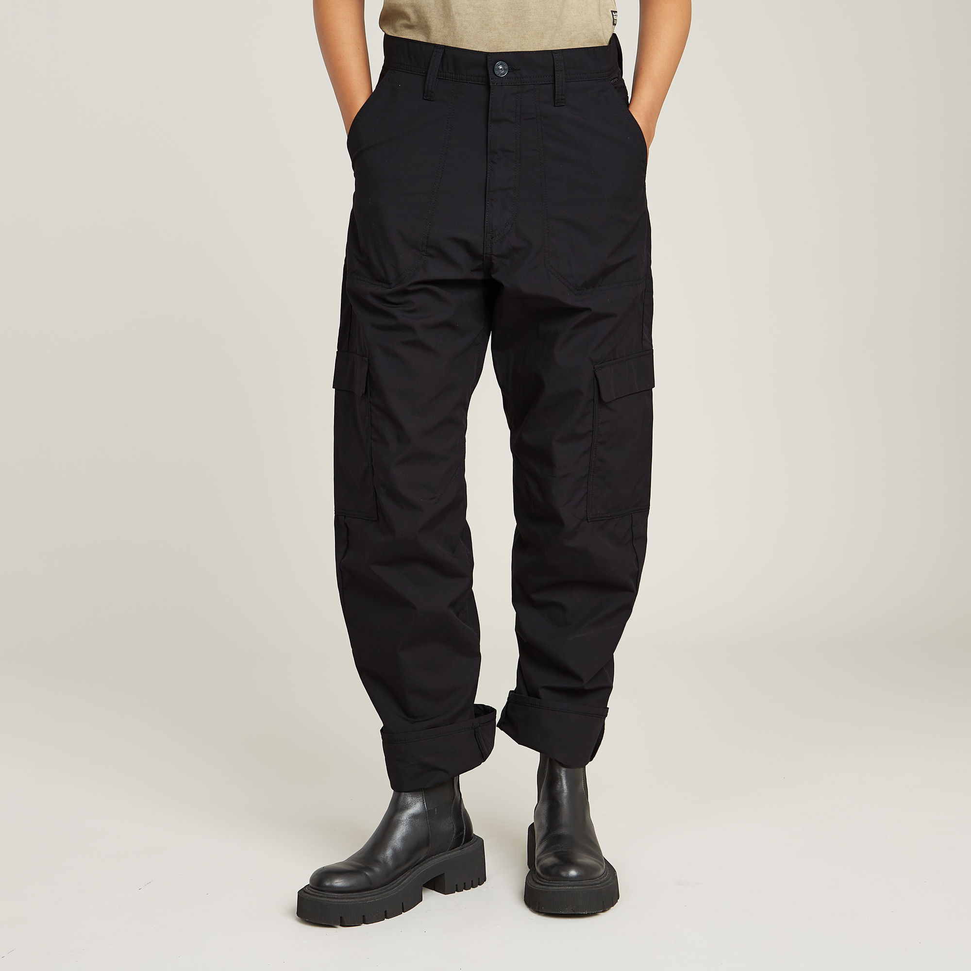 

Cargo 3D Boyfriend Pants - Black - Women