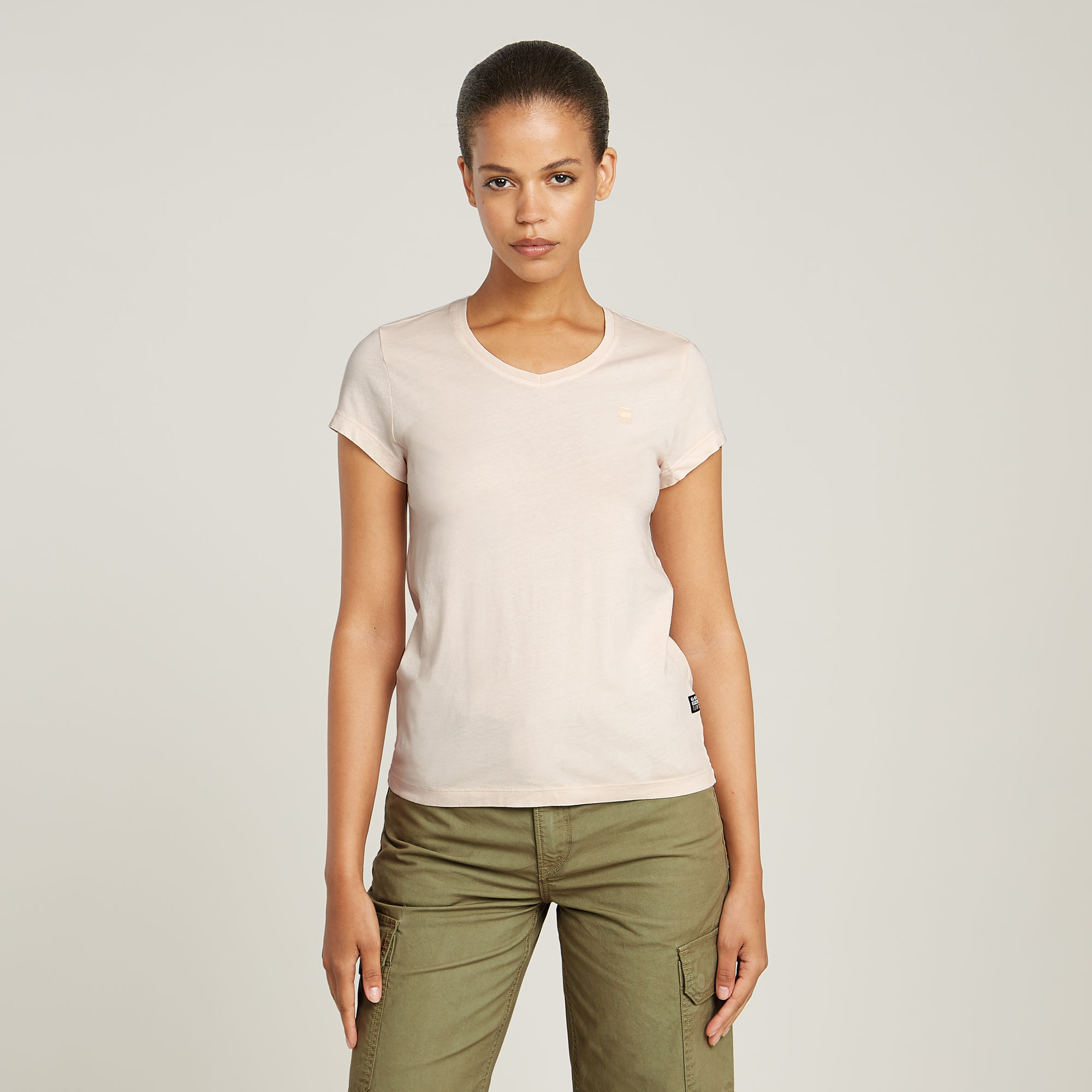 Overdyed Eyben Slim V-Neck Top 2.0 - Pink - Damen