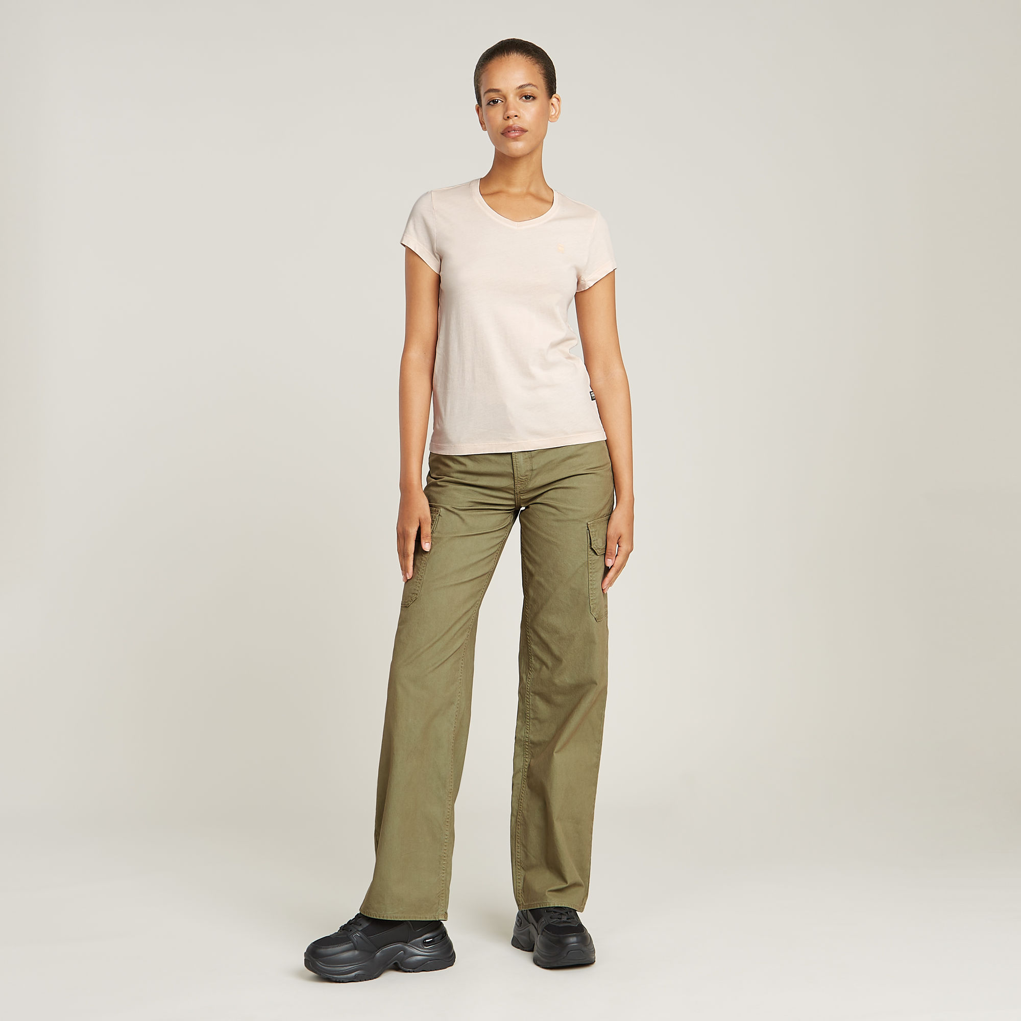 G-Star RAW Overdyed Eyben Slim V-Hals Top 2.0 Roze Dames