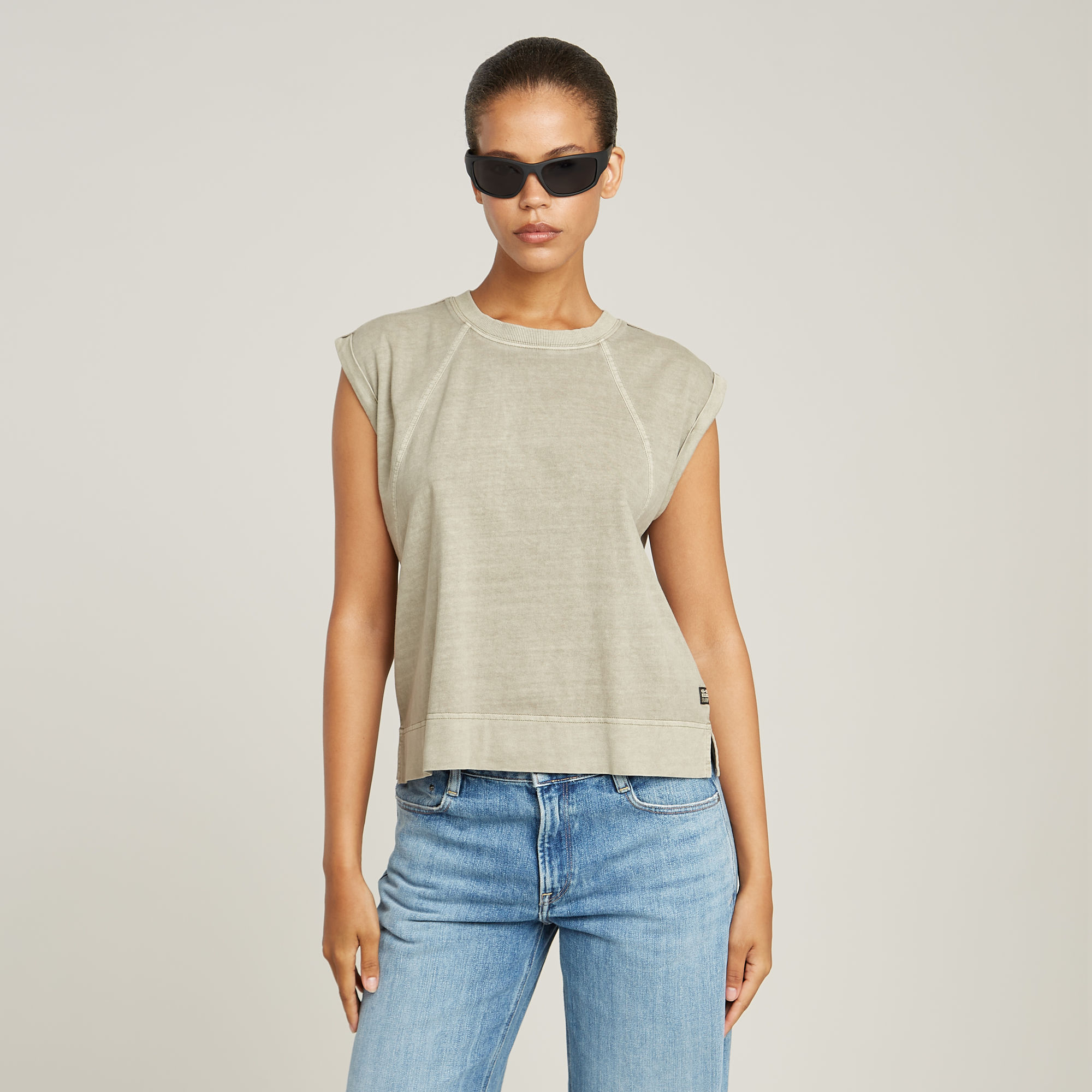 G-Star RAW Back Zip Overdyed Top Groen Dames