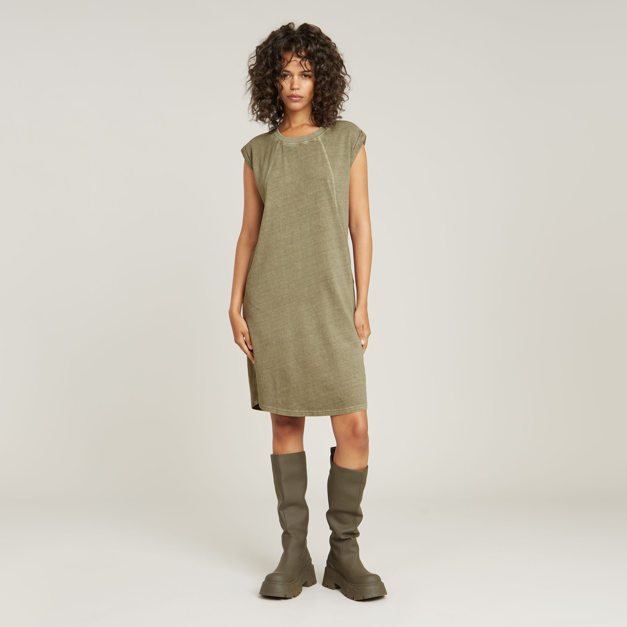 

Seam Detail Overdyed Loose Dress - Green - Women