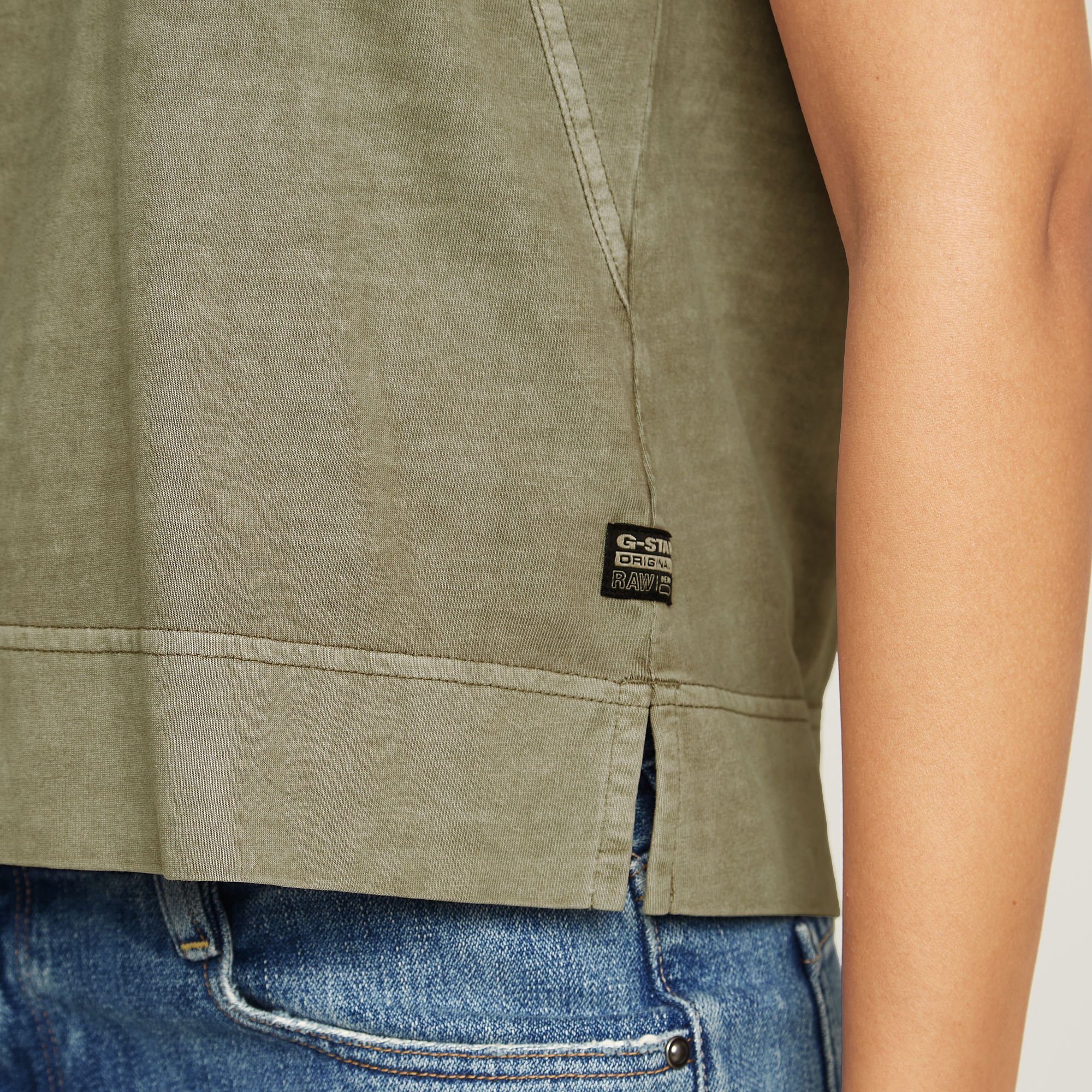 G-Star RAW Back Zip Overdyed Top Groen Dames
