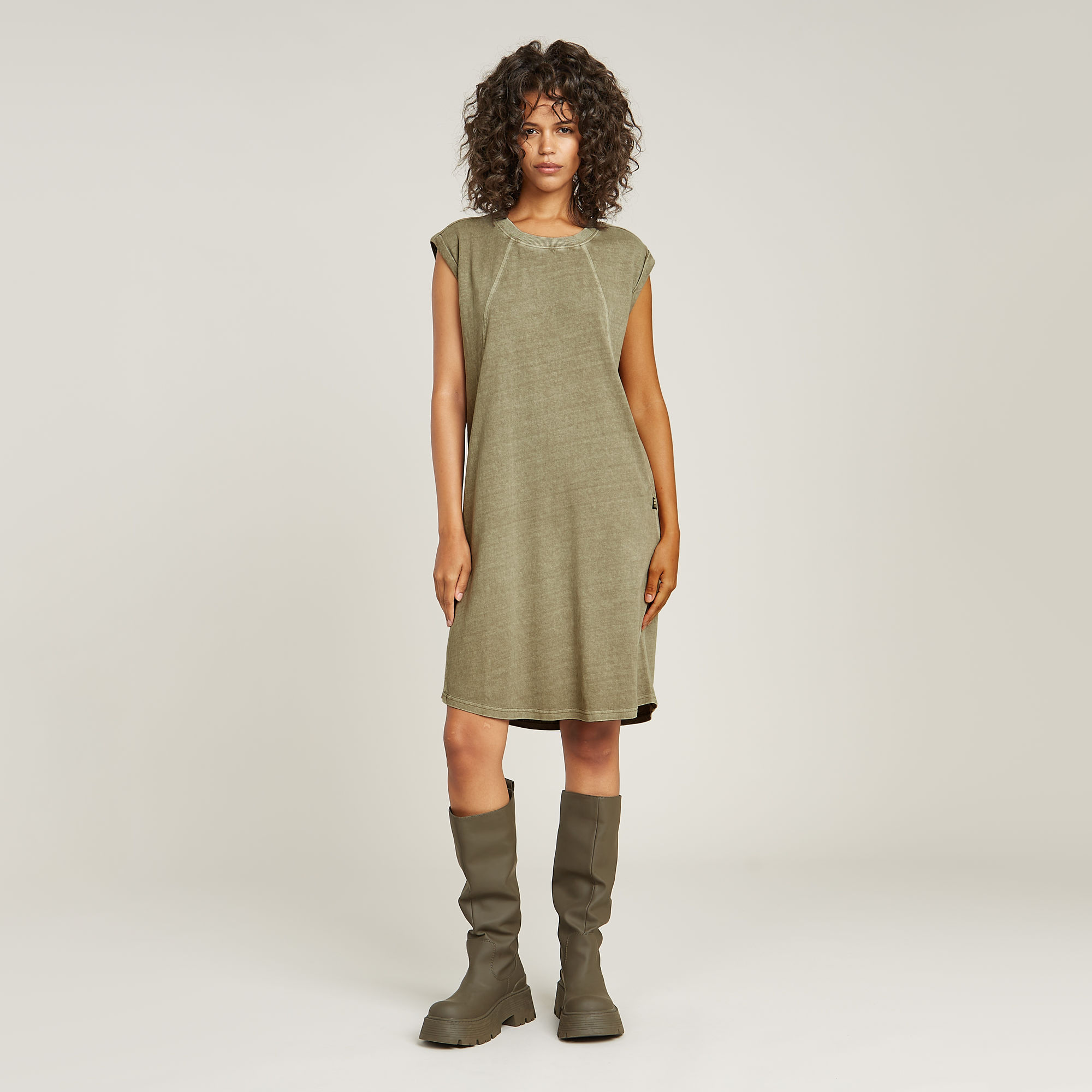 G-Star RAW Seam Detail Overdyed Loose Jurk Groen Dames