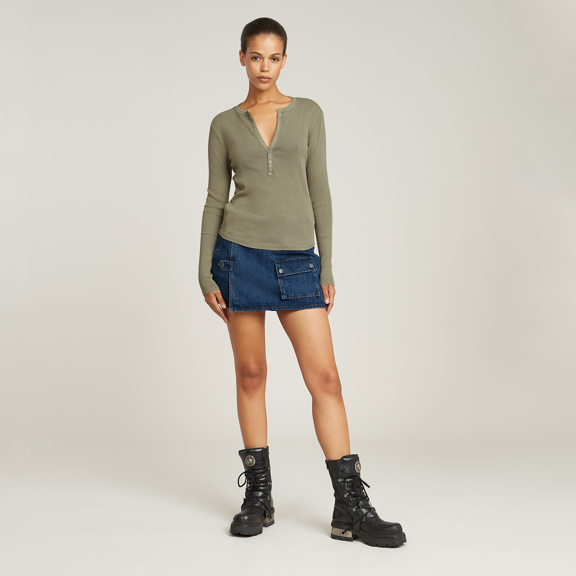 G-Star RAW Deep V-Neck Slim Top Groen Dames