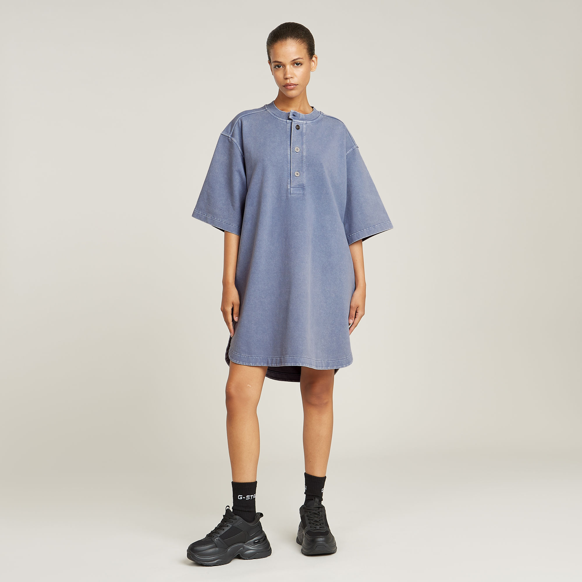 

Balloon Loose Sweater Dress - Light blue - Women