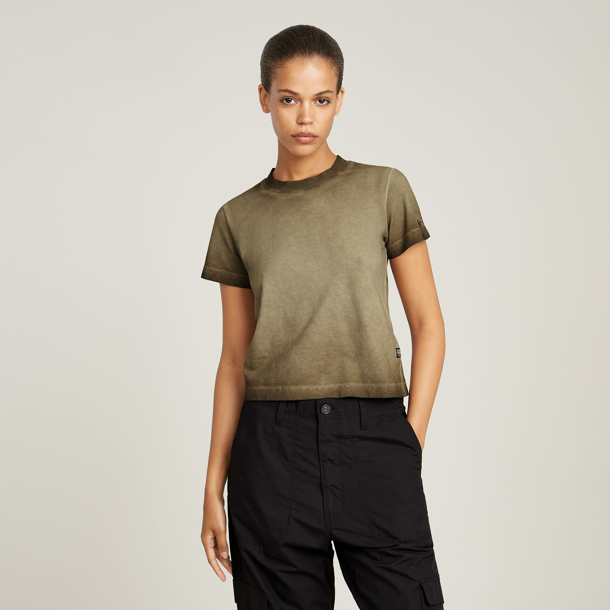 Overdyed Micro Boxy Top - Grün - Damen