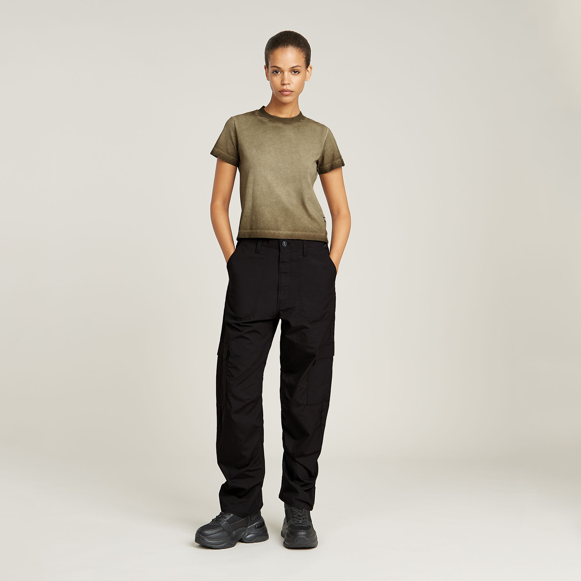 G-Star RAW Overdyed Micro Boxy Top Groen Dames