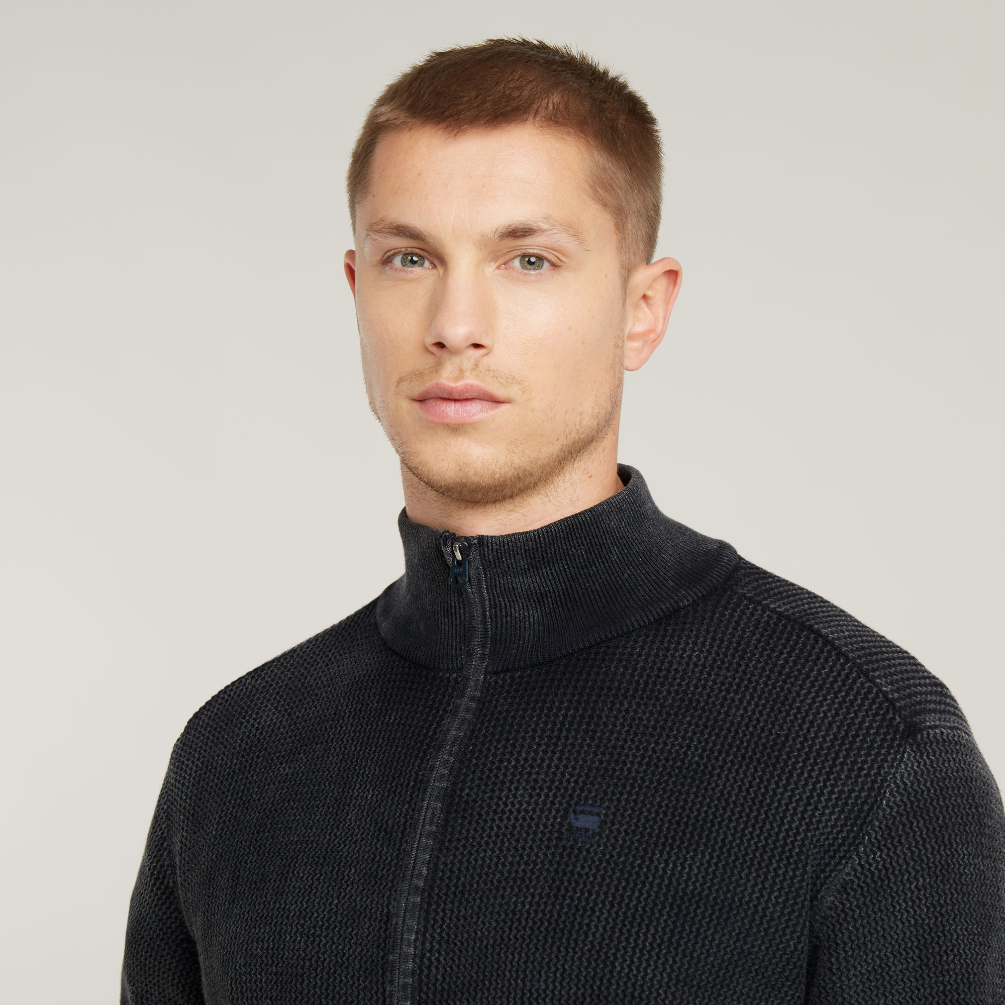 G-Star RAW Serrated Gebreid Vest Met Rits Donkerblauw Heren