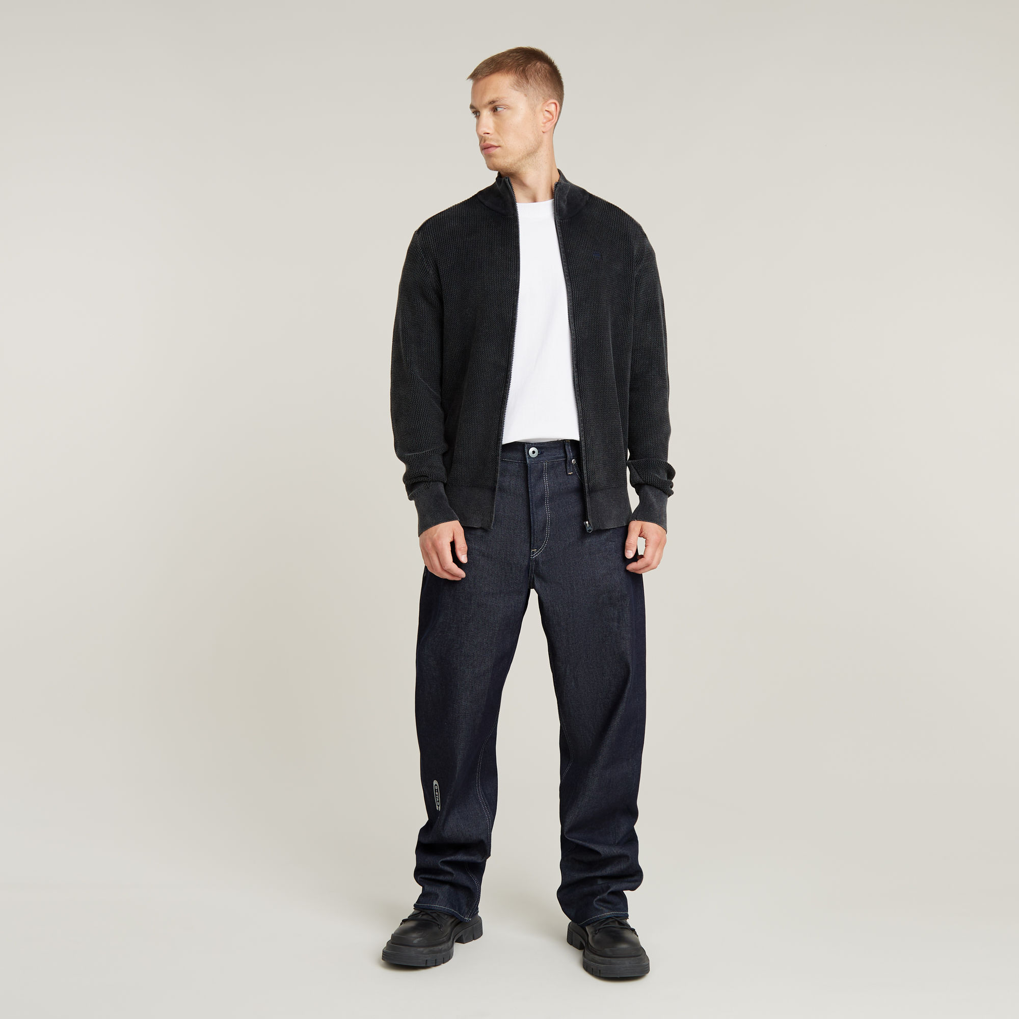 G-Star RAW Serrated Gebreid Vest Met Rits Donkerblauw Heren