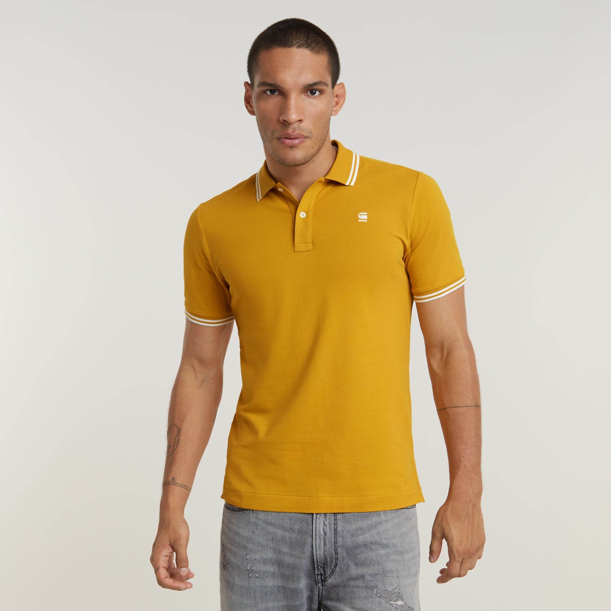 

Dunda Slim Stripe Polo - Yellow - Men