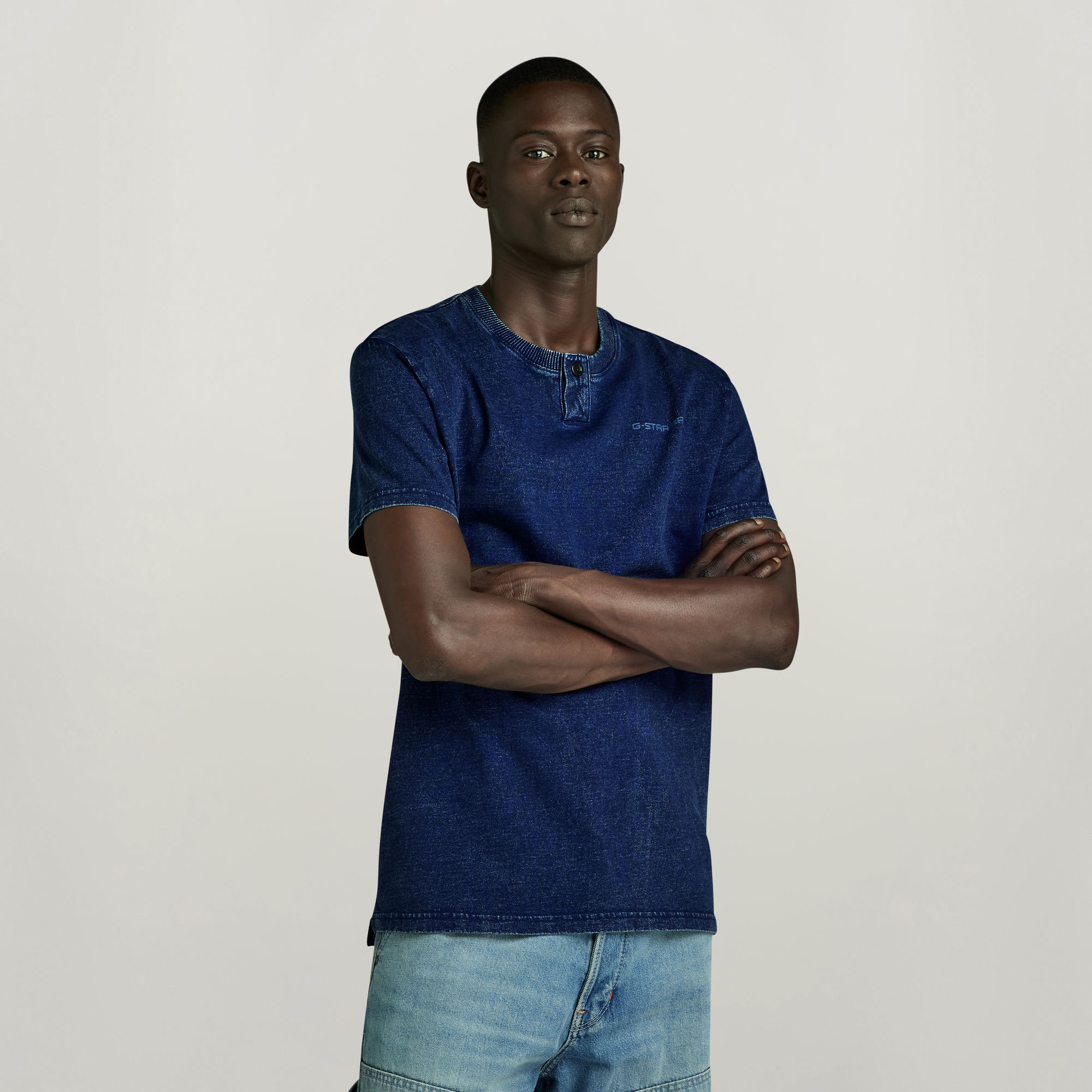 

Indigo Henley T-Shirt - Lichtblauw - Heren