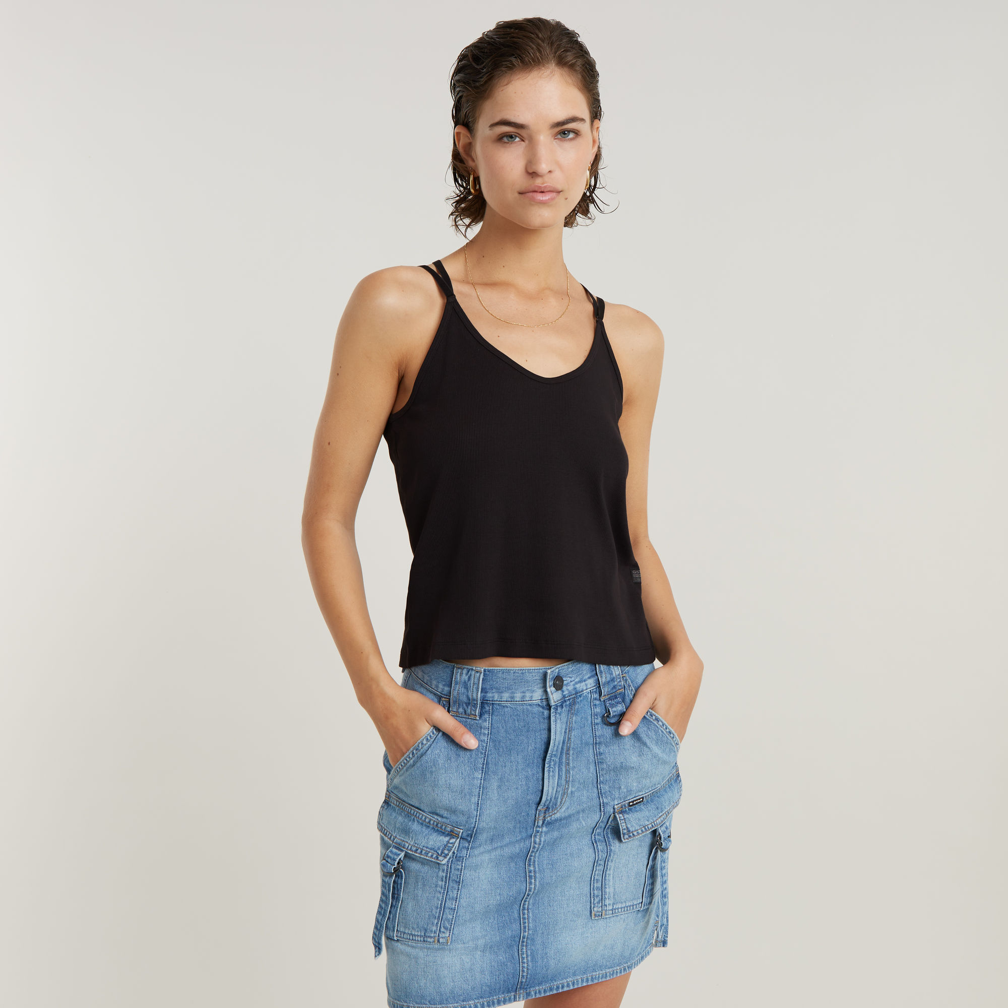 G-Star RAW Spaghetti Strap Tanktop Zwart Dames