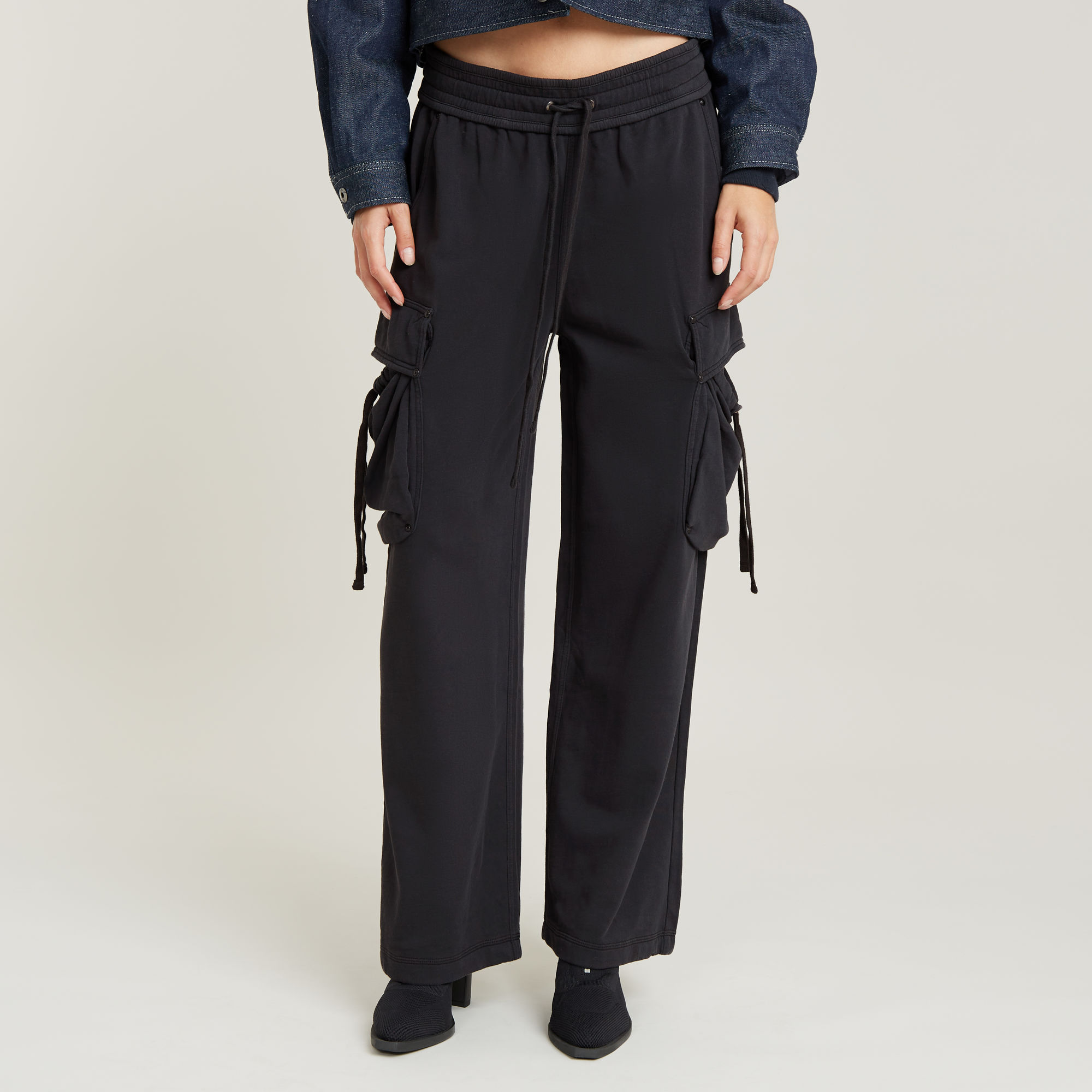 

Lightweight Utility Loose Sweat Pants - Black - Women