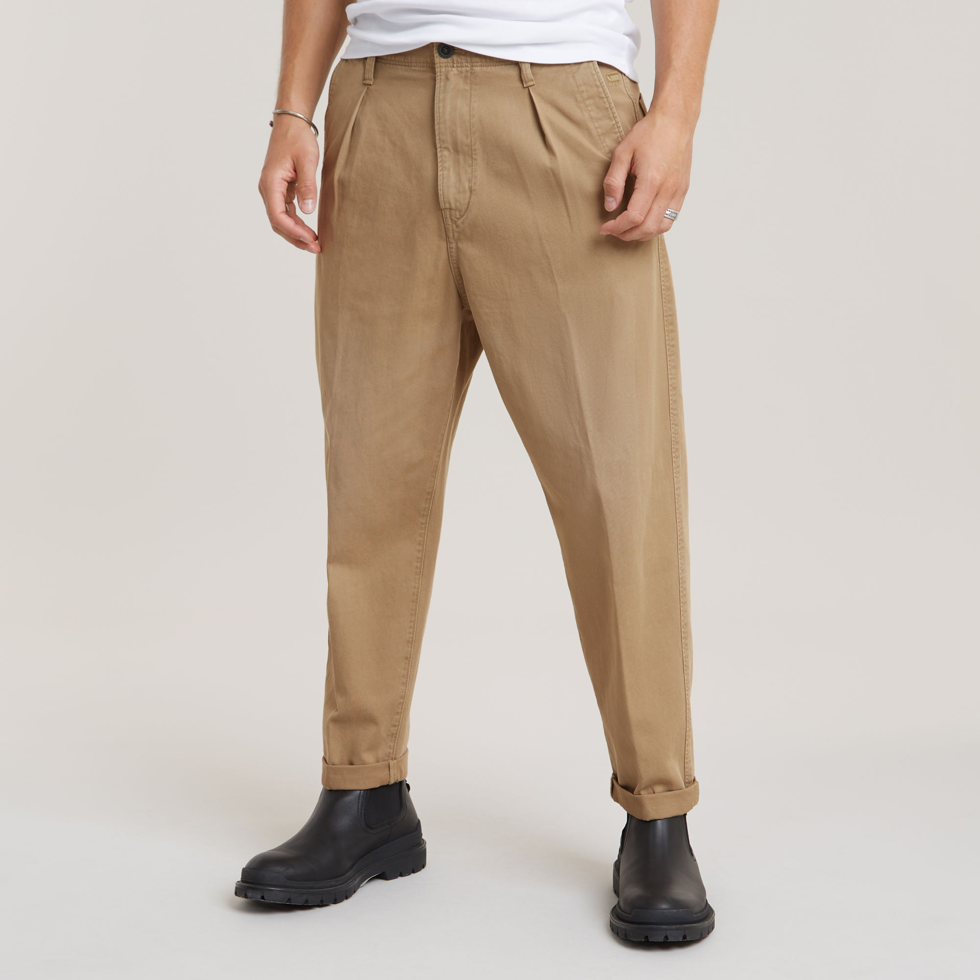 Pleated Chino Relaxed - Beige - Herren