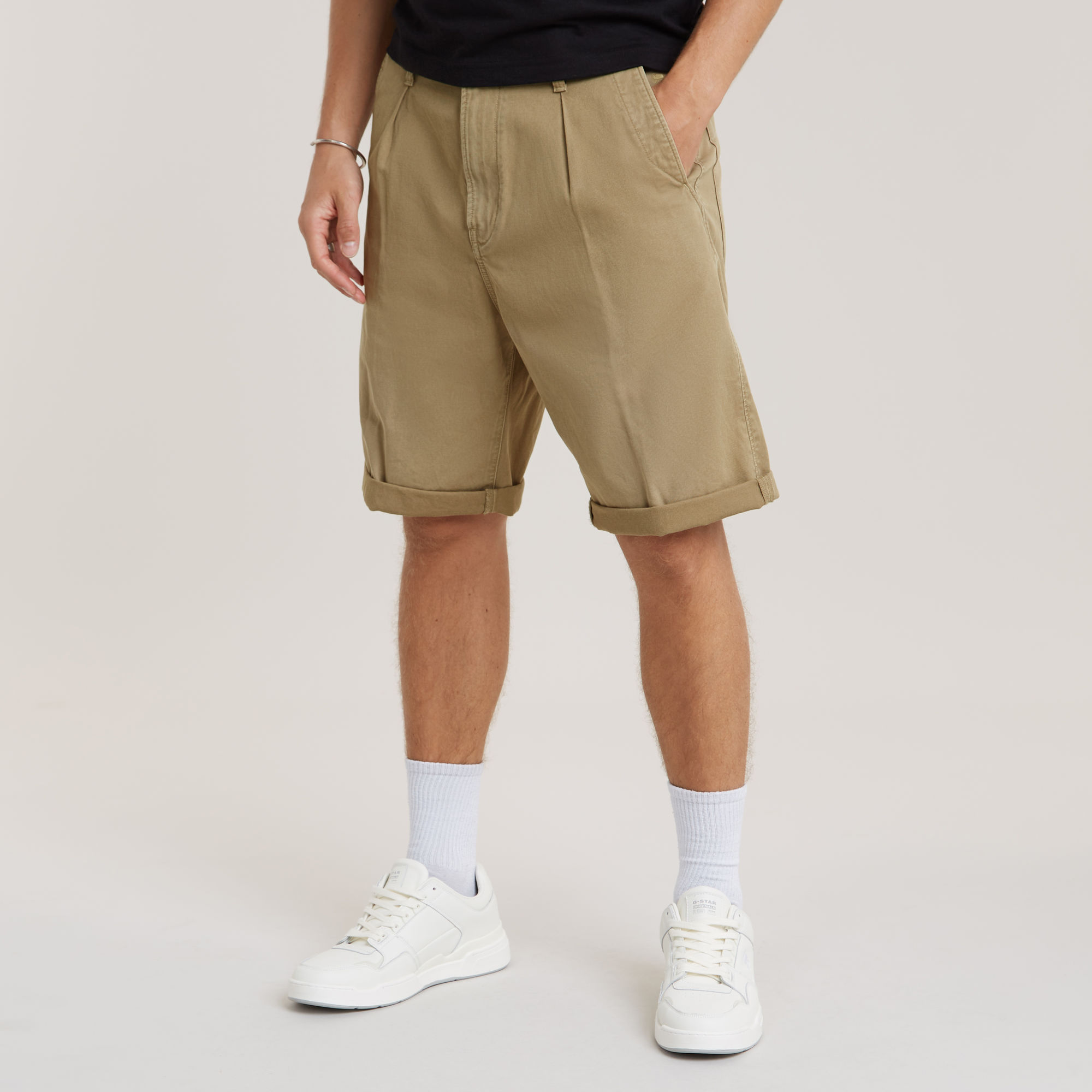 

Pleated Chino Short - Beige - Heren