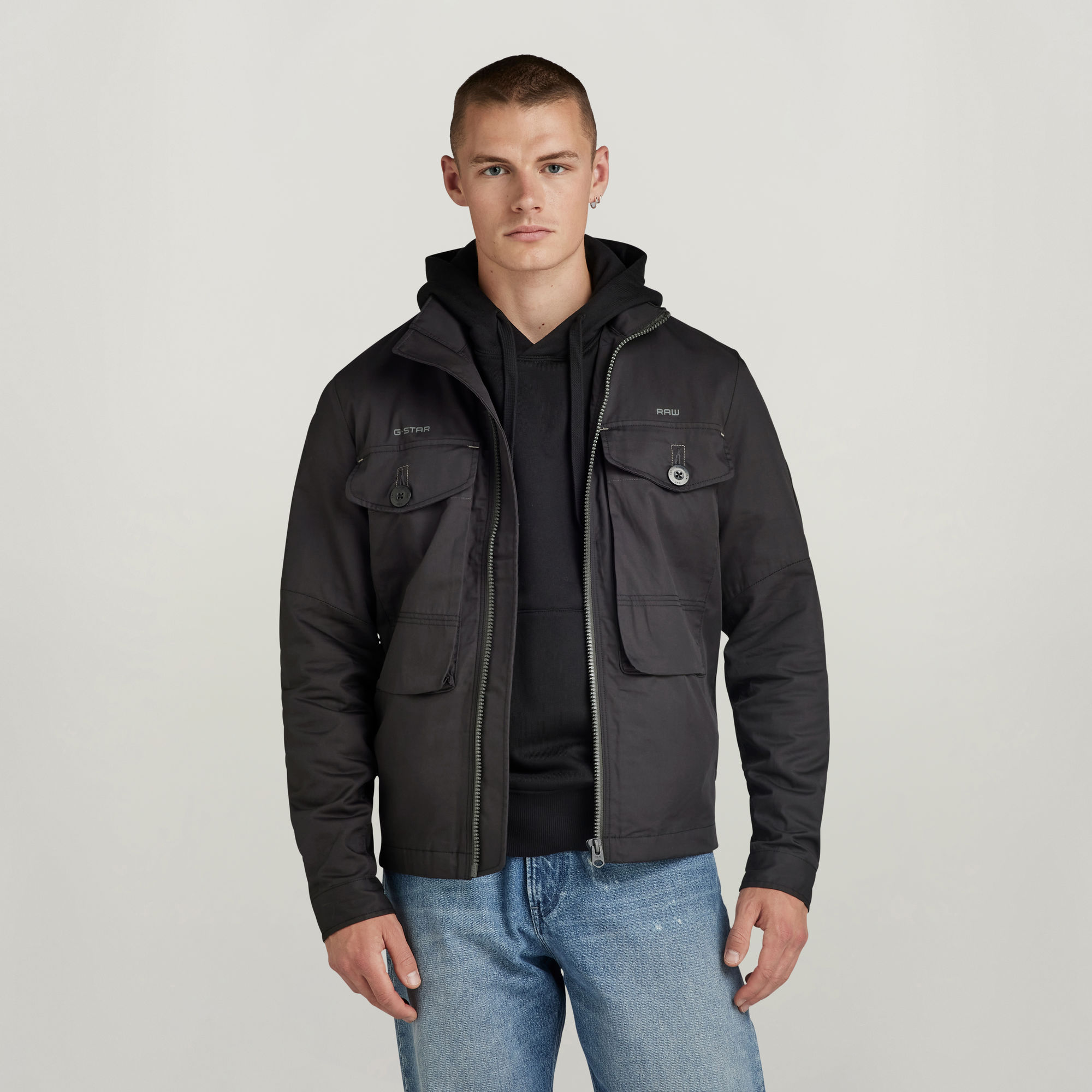 

Long Pocket Track Overshirt - Zwart - Heren