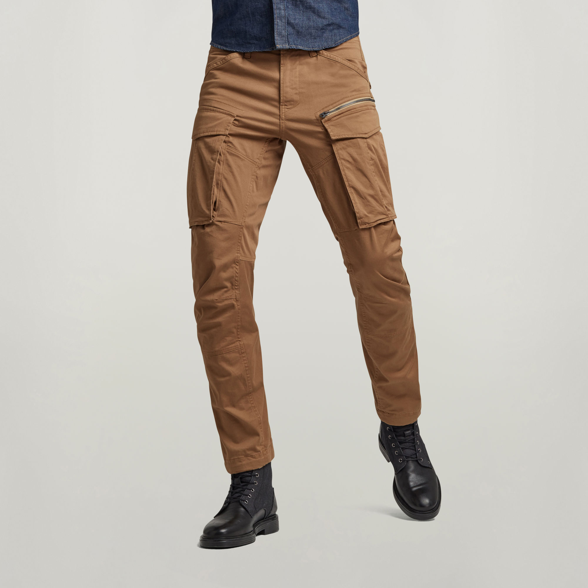 

Rovic Zip 3D Regular Tapered Pants - Brown - Men