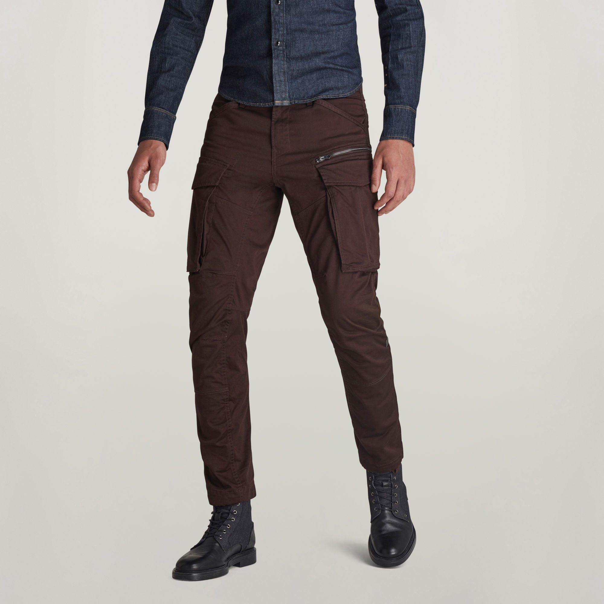 

Rovic Zip 3D Straight Tapered Pants - Brown - Men