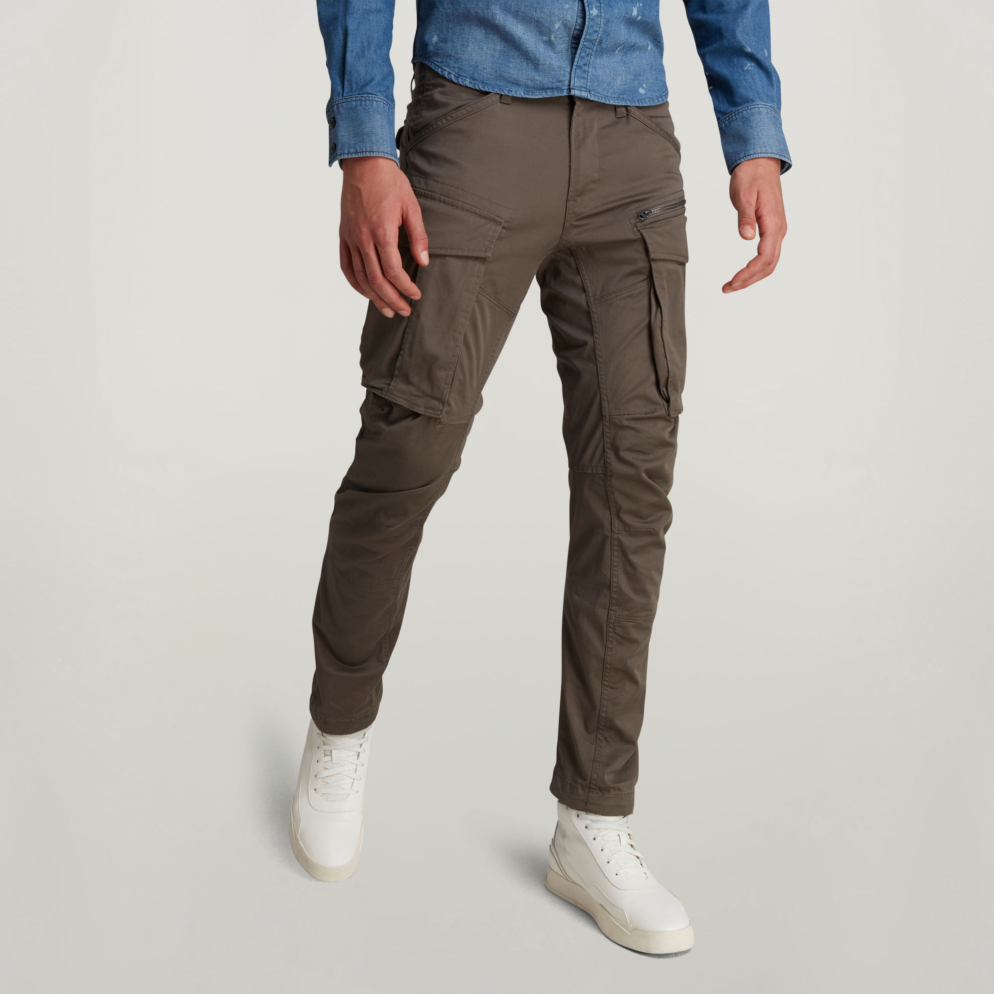 

Rovic Zip 3D Regular Tapered Pants - Grey - Men