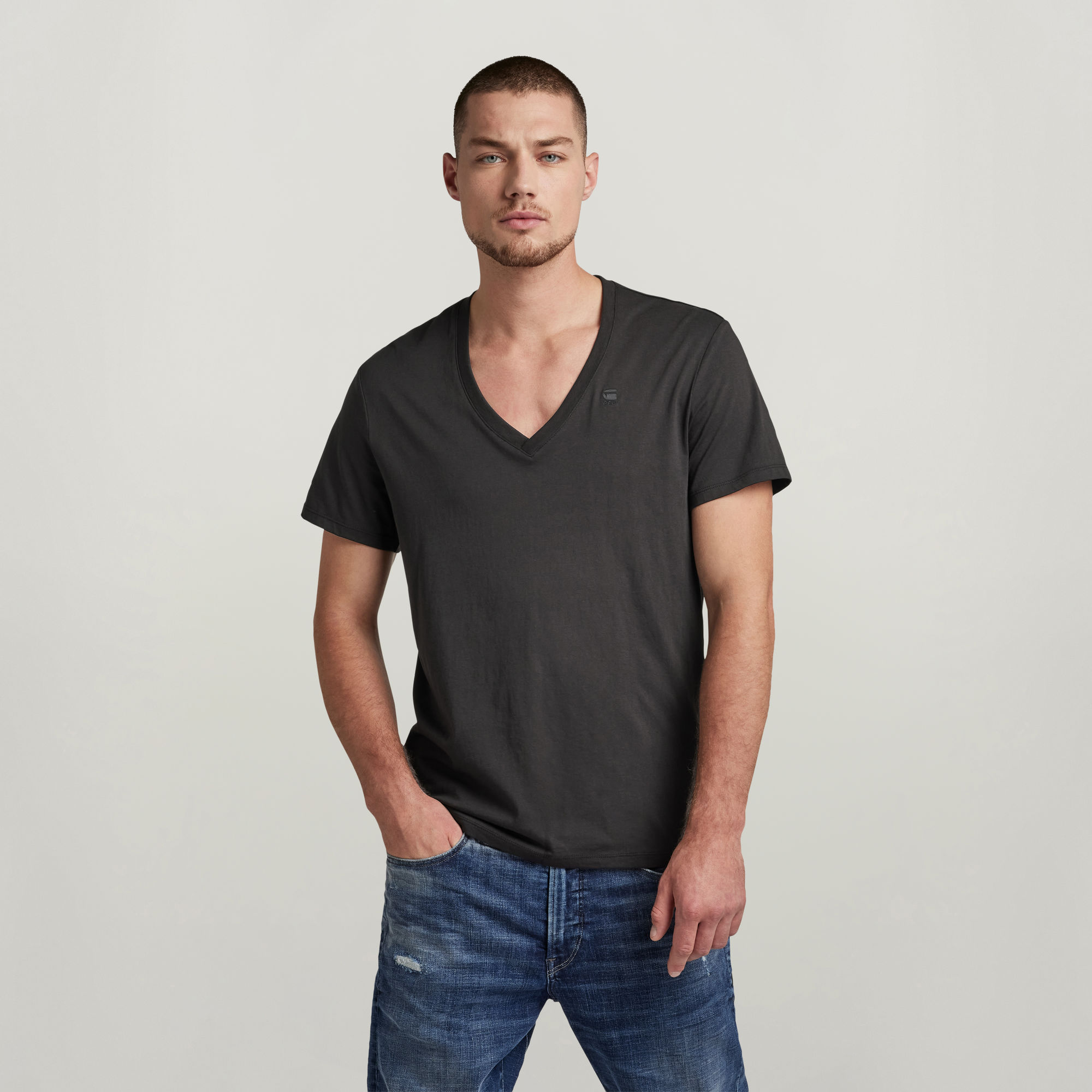 G-Star RAW Base Heather V-Hals T-Shirt Set van 2 - Zwart - Heren