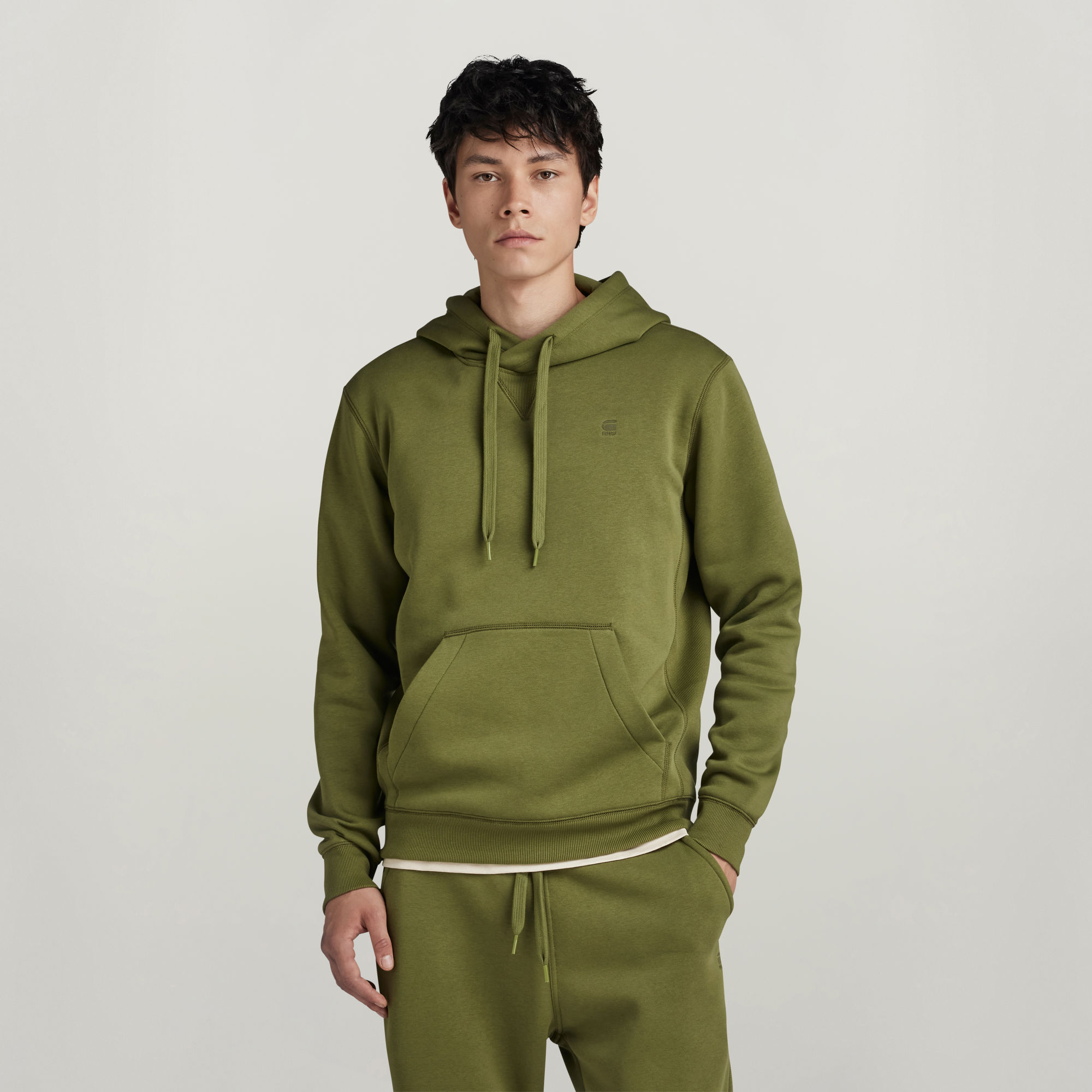 G-Star RAW hoodie Premium Core met logo sage