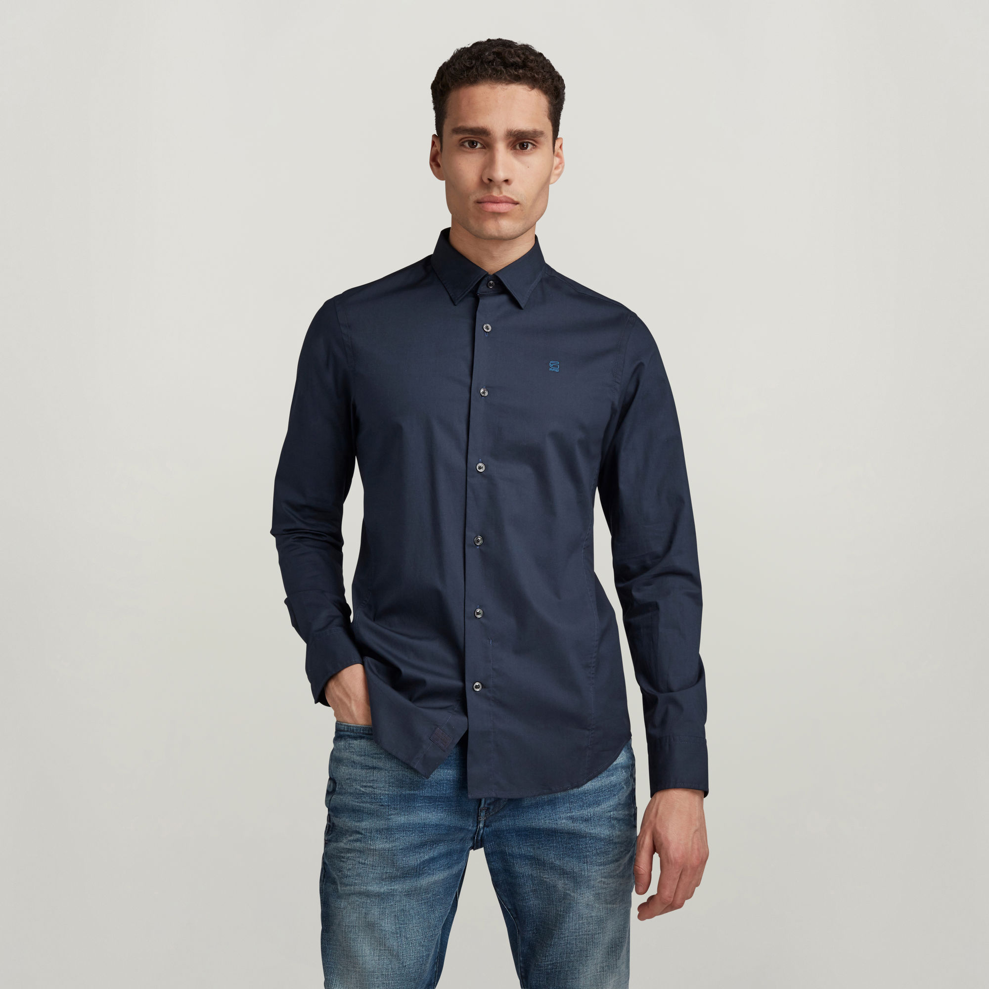 

Dressed Super Slim Shirt - Dark blue - Men