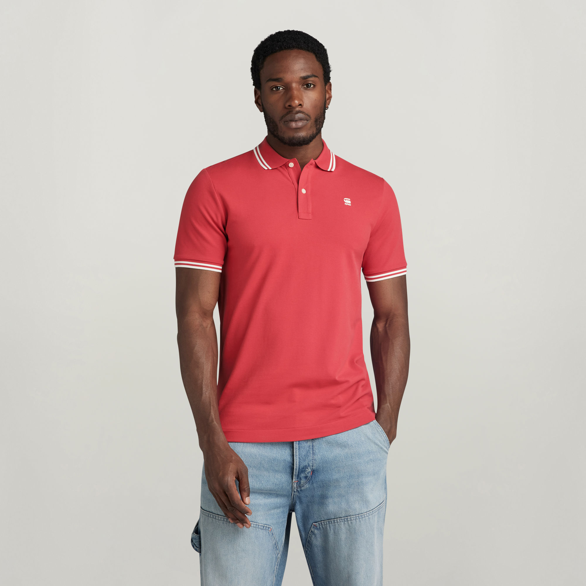 G-Star Slim Stripe Poloshirt met polokraag Red Heren