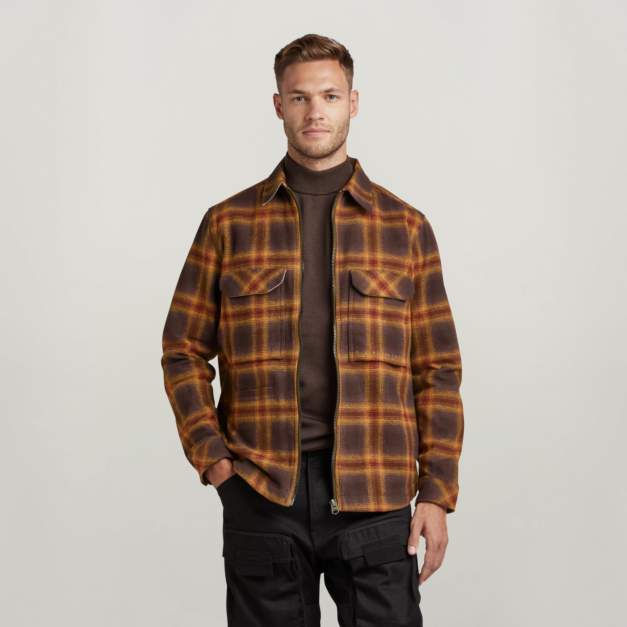 

Check Zip Regular Overshirt - Multi color - Men