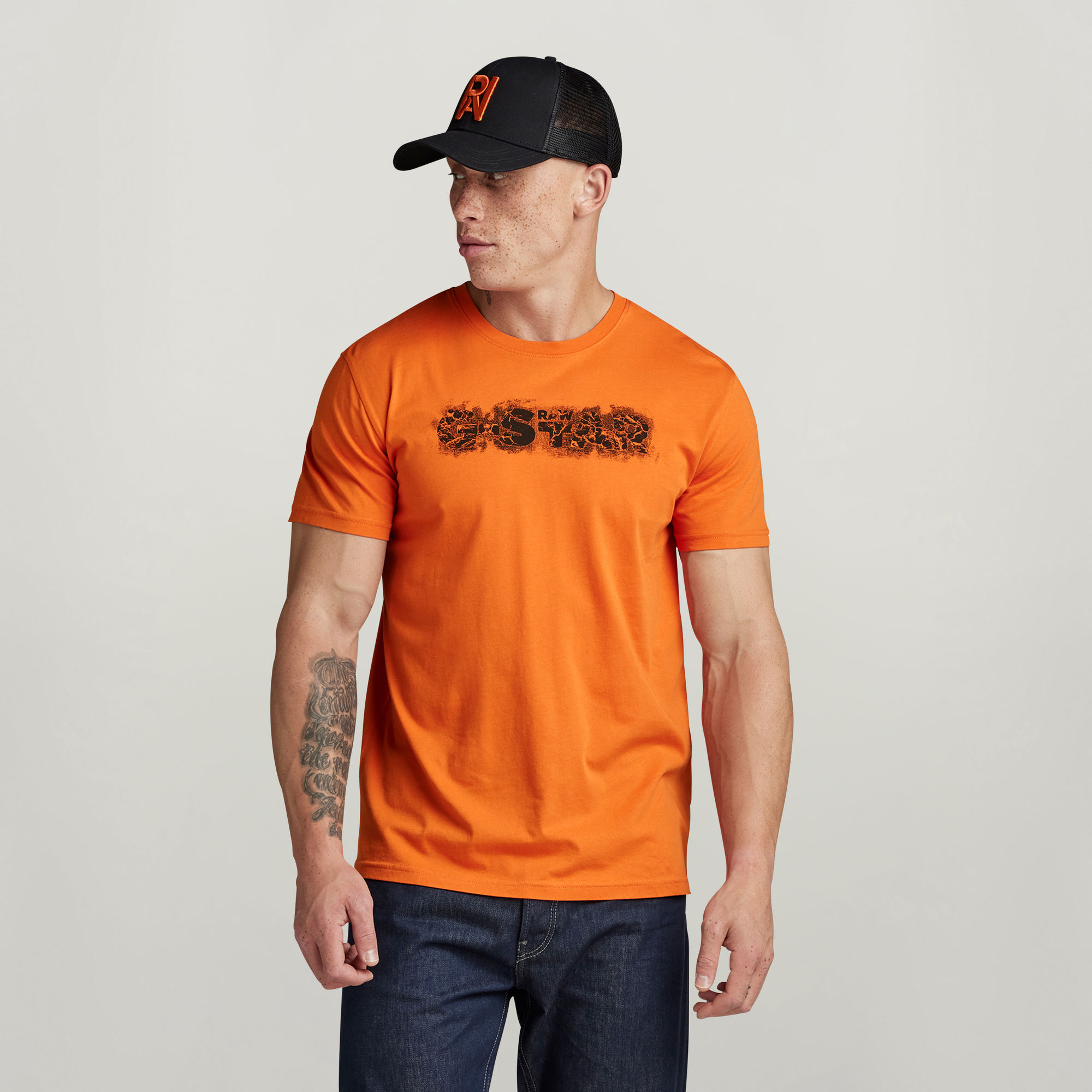 

Distressed Logo T-Shirt - Orange - Men