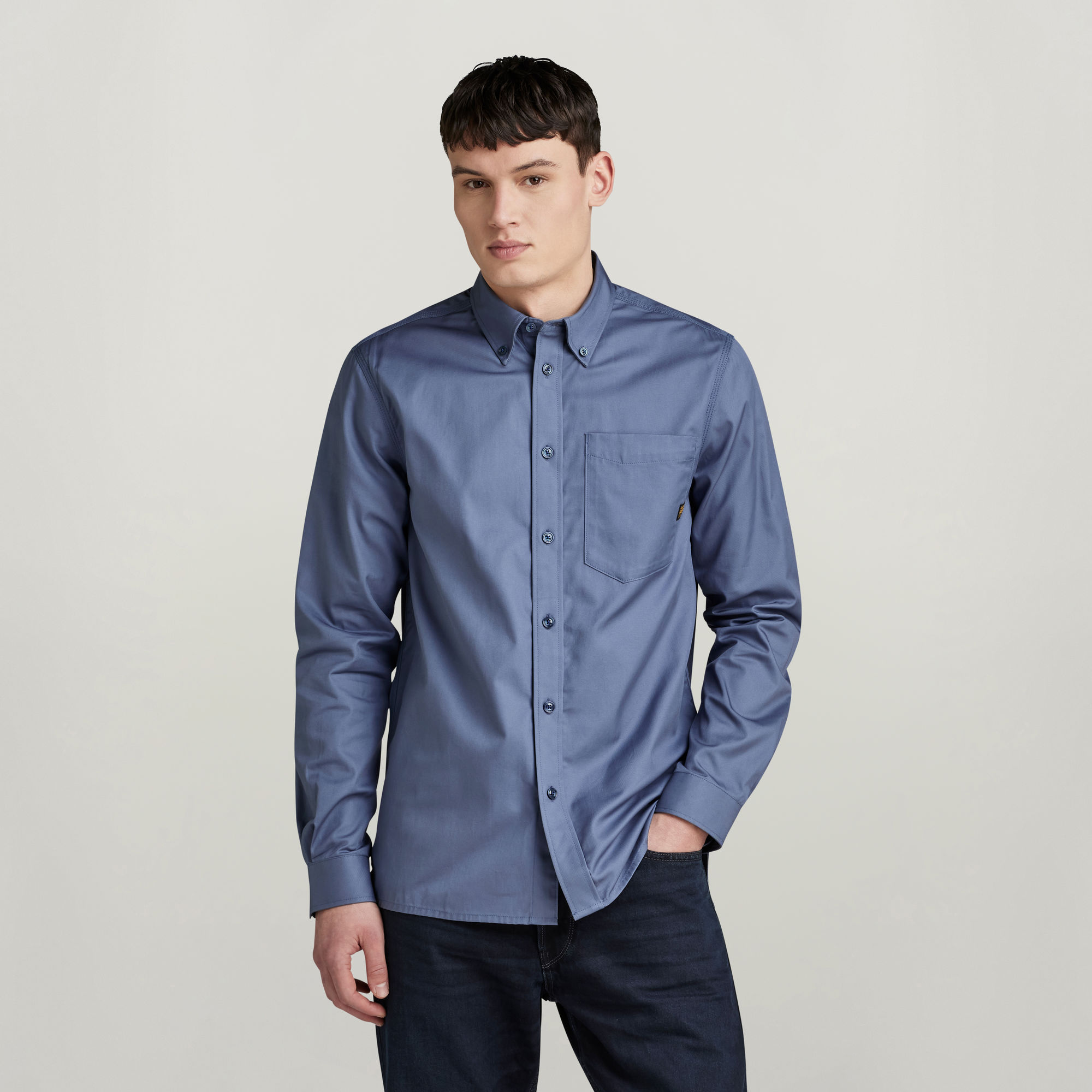 One Pocket Regular Hemd - Mittelblau - Herren