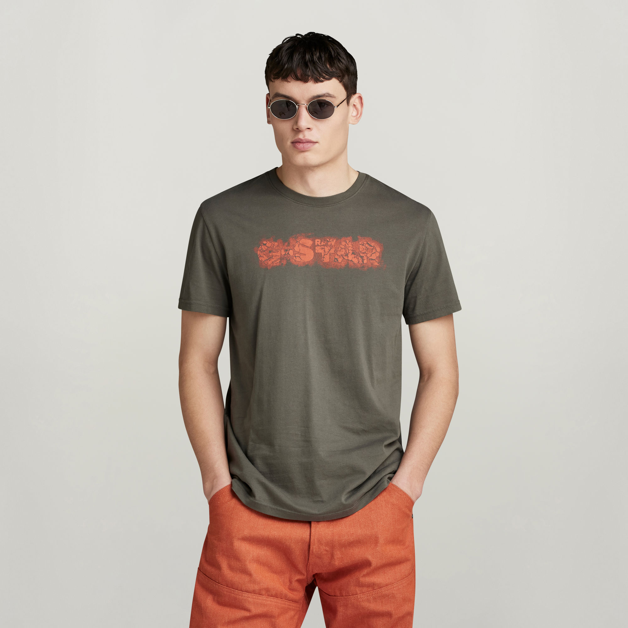 Distressed Logo T-Shirt - Grau - Herren