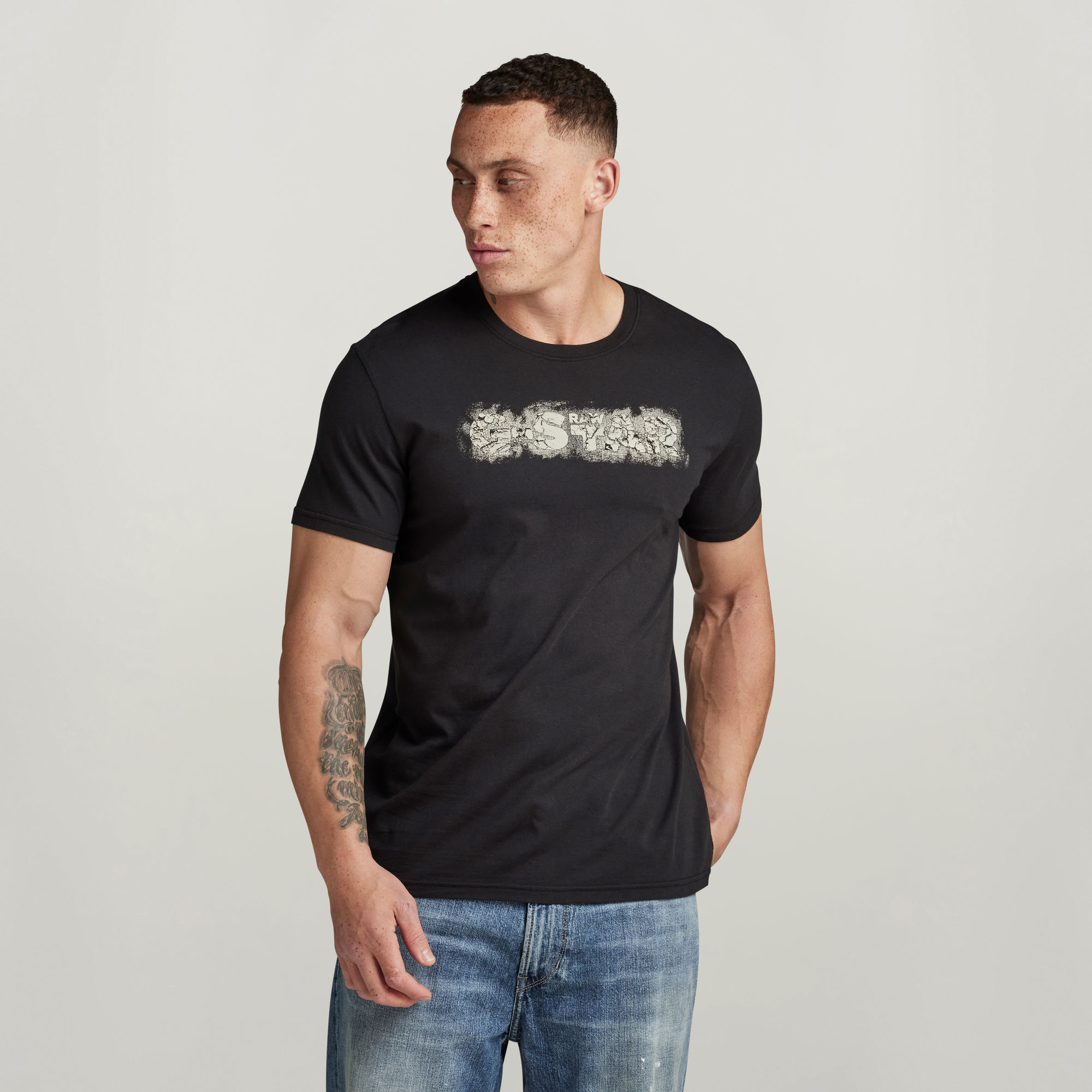 Distressed Logo T-Shirt - Schwarz - Herren