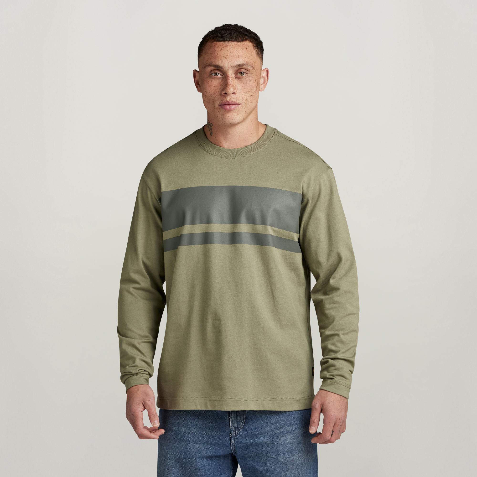 

Placed Stripe Boxy T-Shirt - Green - Men