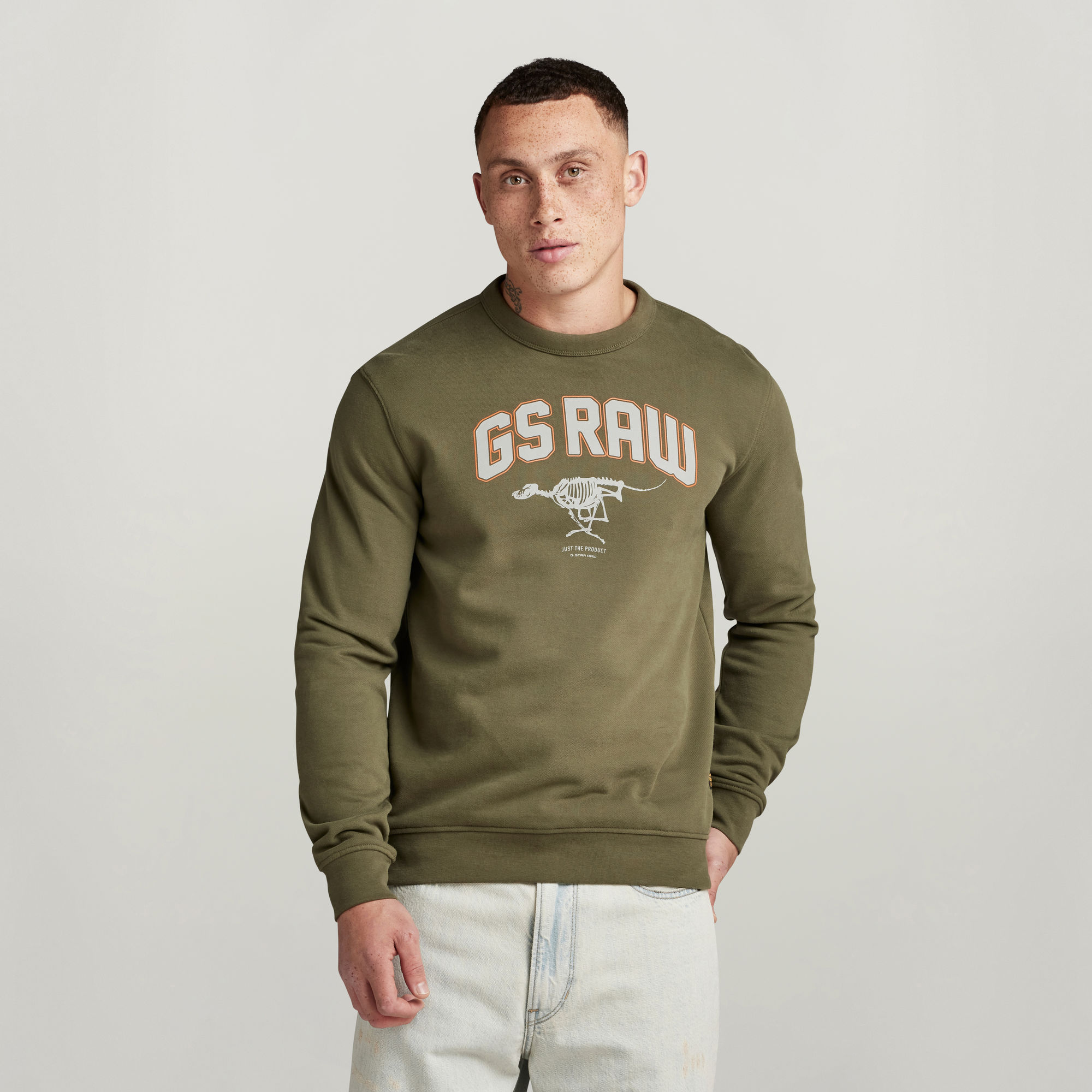 G-Star RAW Skeleton Dog Graphic Sweater Groen Heren