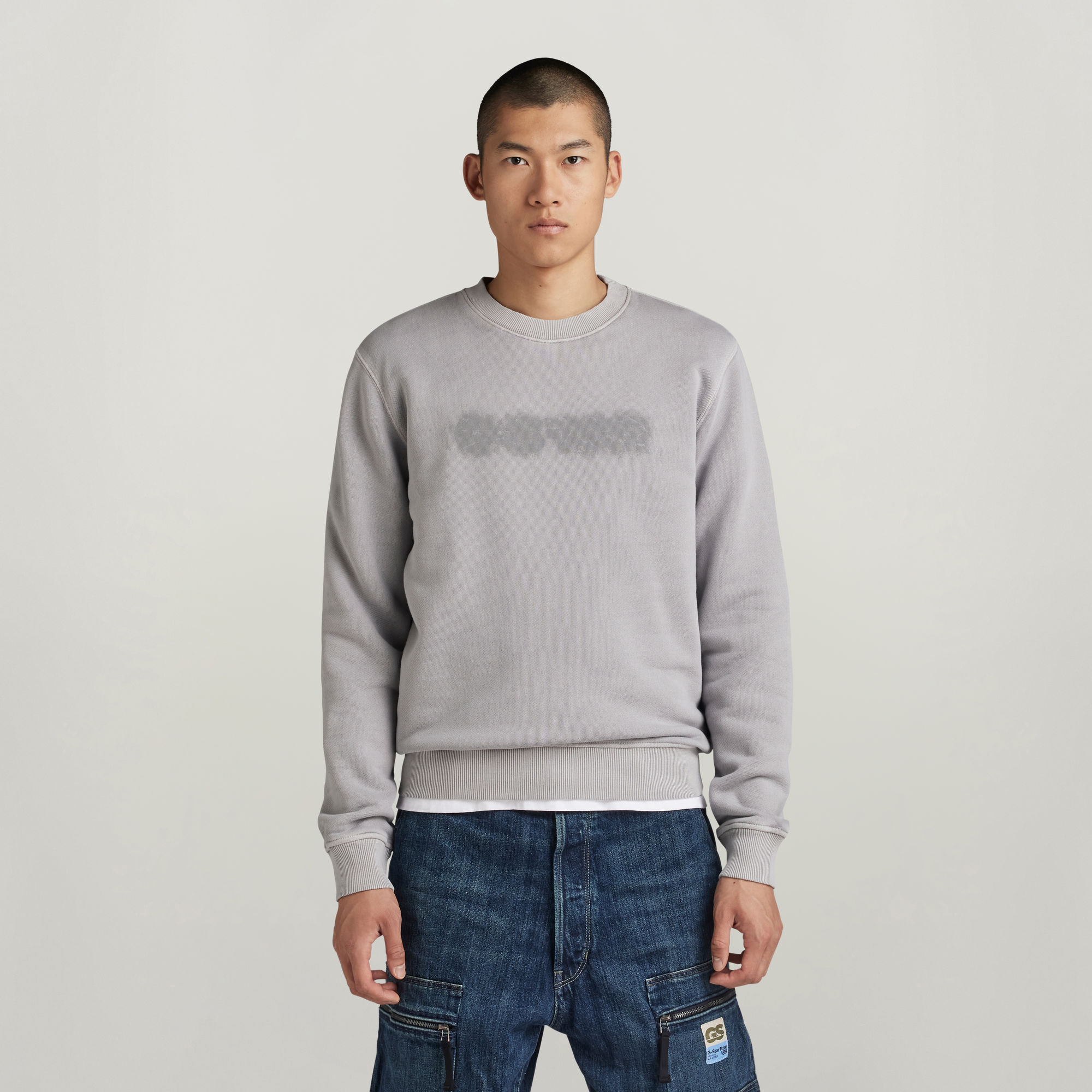 

Distressed Logo Sweater - Grey - Men