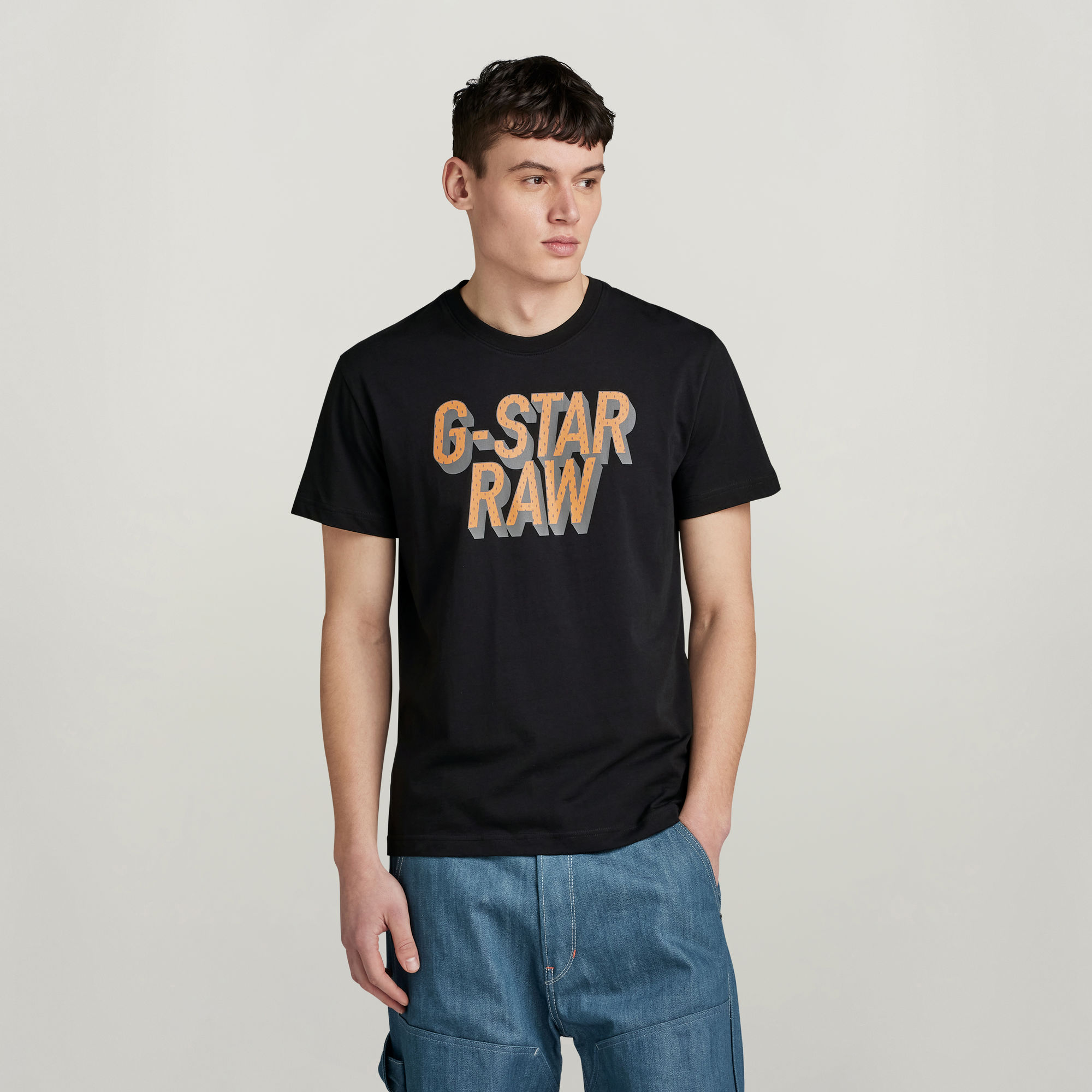 

3D Dotted Graphic T-Shirt - Black - Men