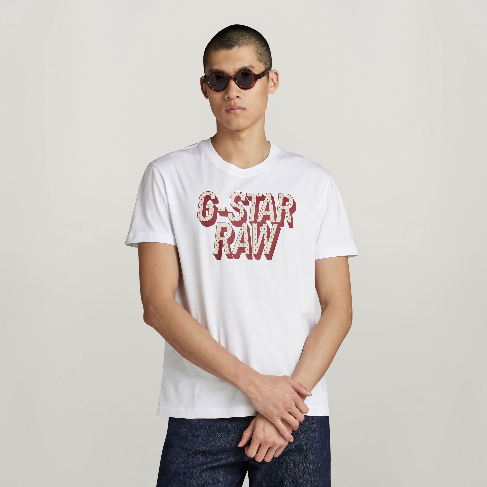 

3D Dotted Graphic T-Shirt - White - Men
