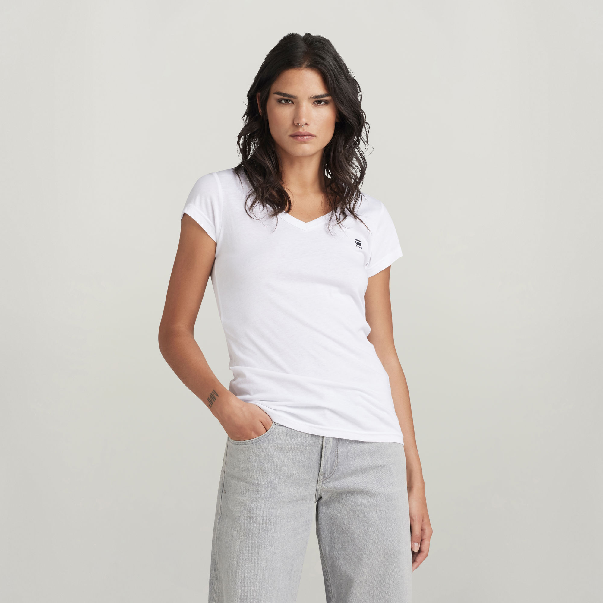 G-Star RAW Eyben Slim V-Hals Top - Wit - Dames