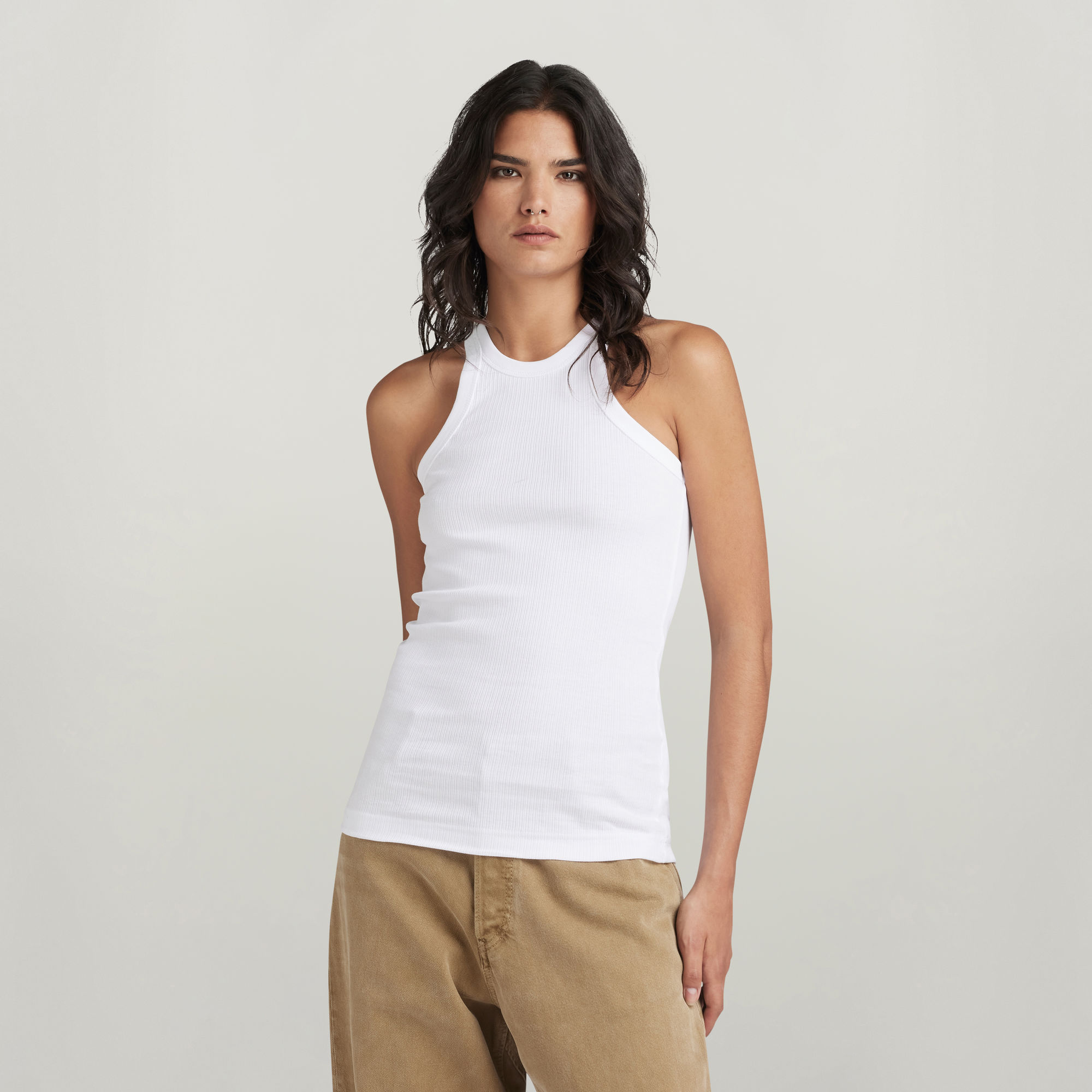 

Italian Utility Ultra Slim Tank Top - White - Women