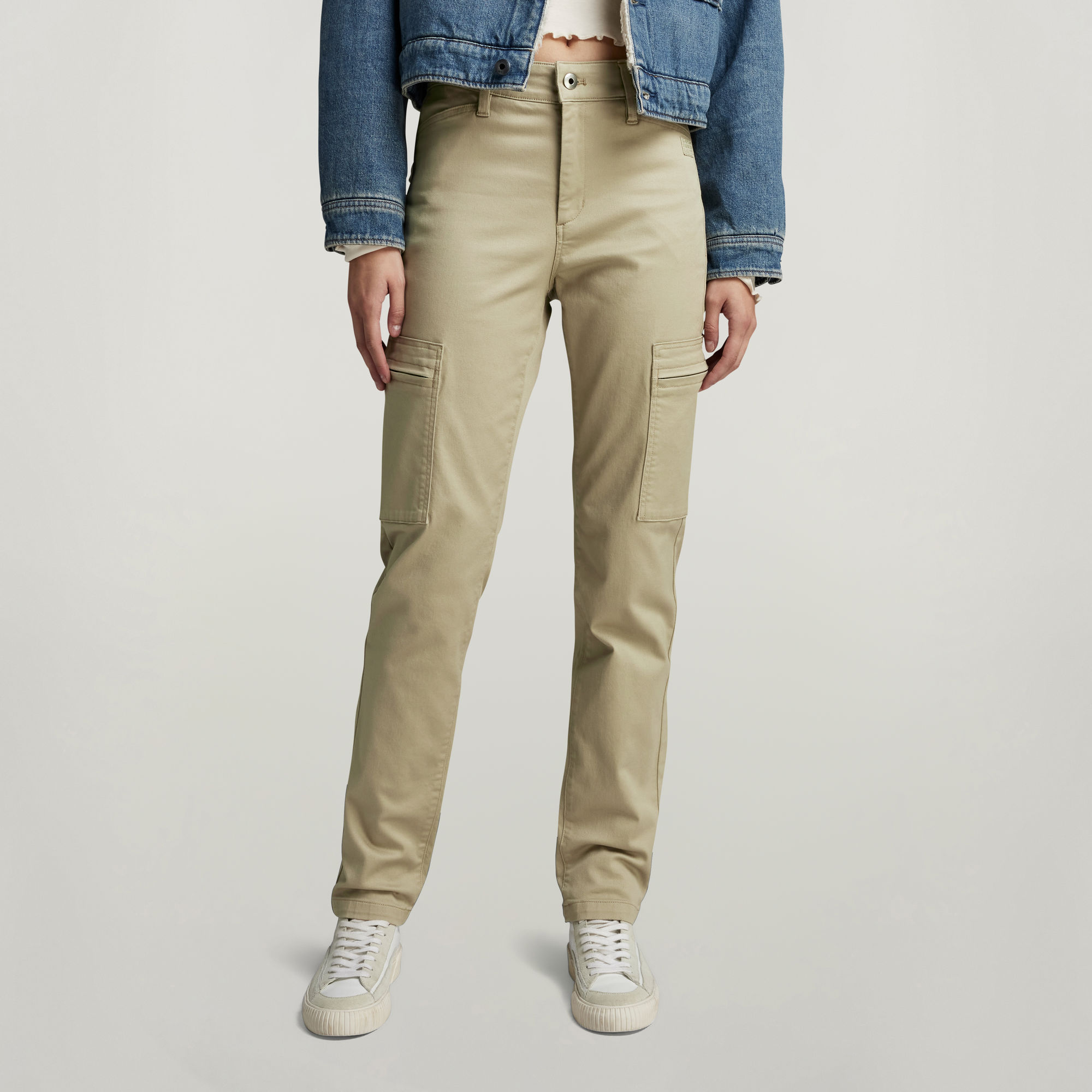 

Skinny Cargo Pants - Beige - Women