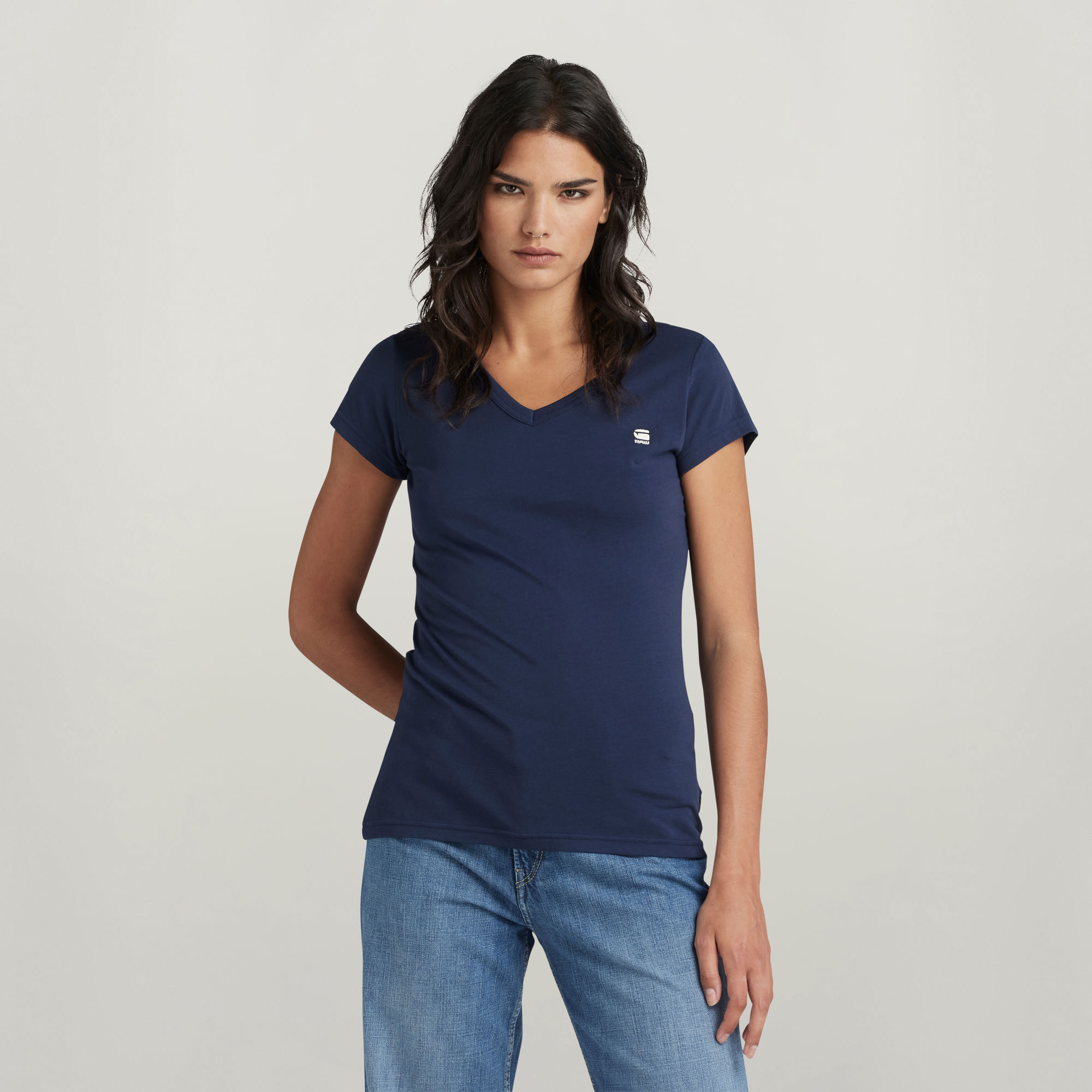 G-Star RAW Eyben Slim V-Hals Top - Donkerblauw - Dames