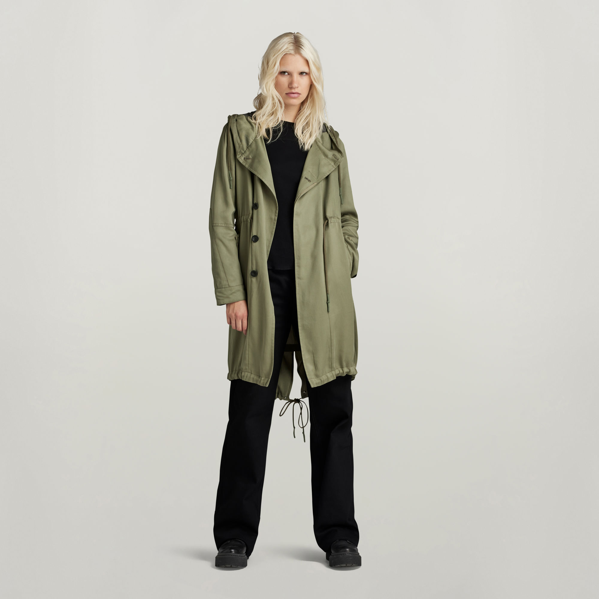 Fluid Fishtail Hooded Parka - Grün - Damen